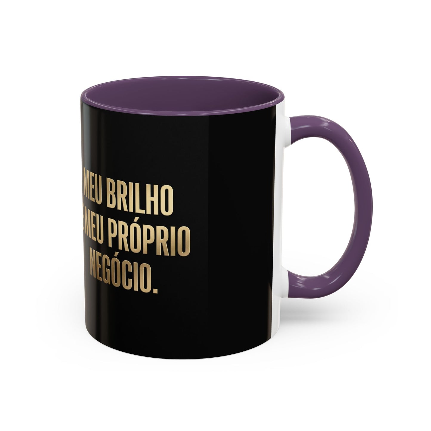 Caneca de café - Caneca inspiradora com detalhes pretos "Meu Brilho É Meu Próprio Negócio" (11/15 onças)