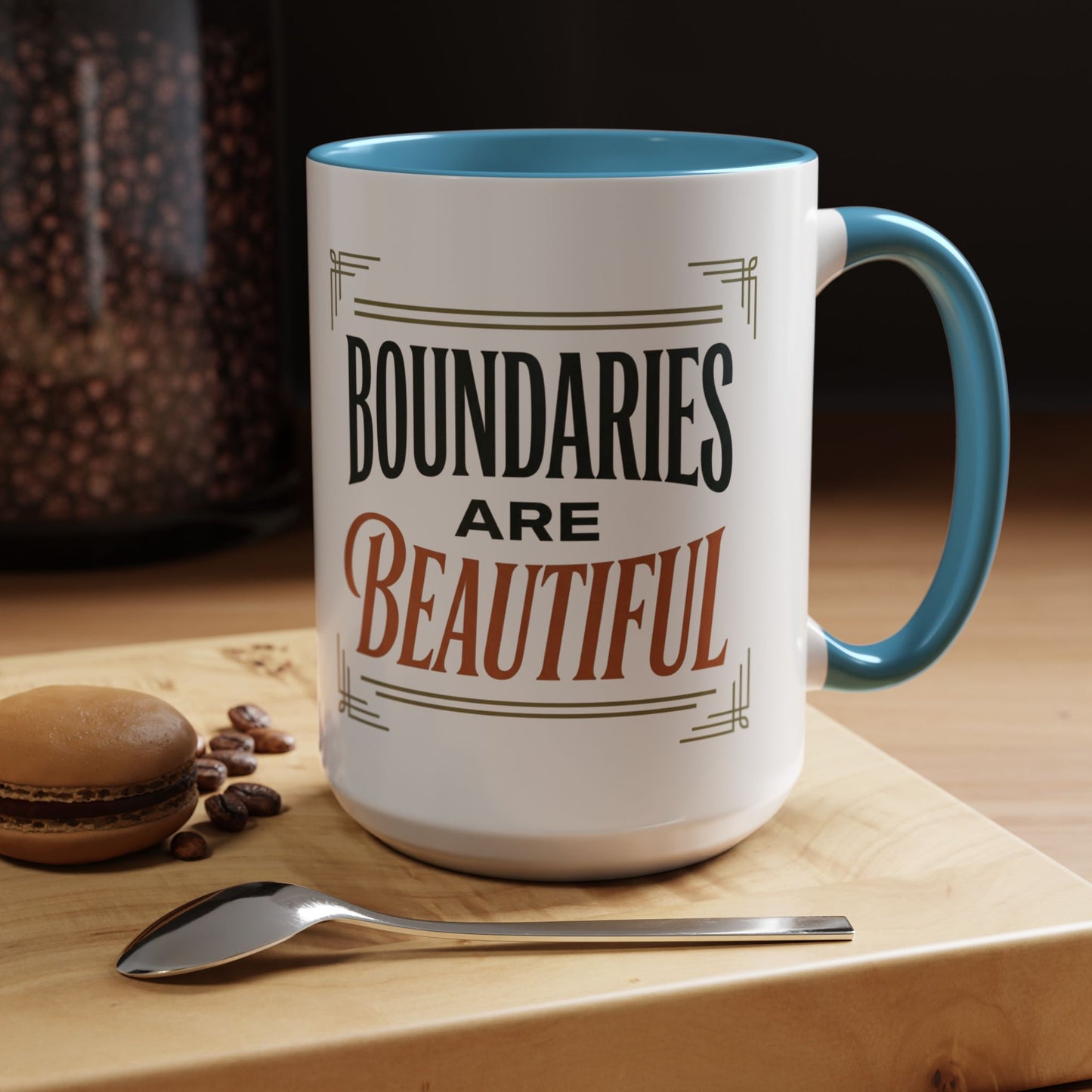 Boundaries Are Beautiful Accent Coffee Mug — Inspirational Self-Care Coffee Cup (11/15oz)