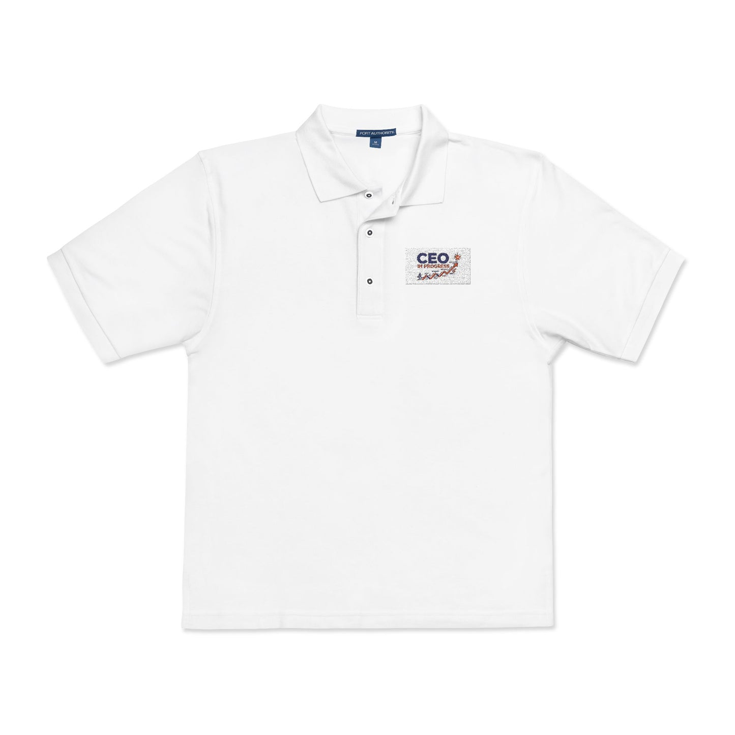 Embroidered CEO Club Polo Shirt — Classic White Corporate Logo Polo