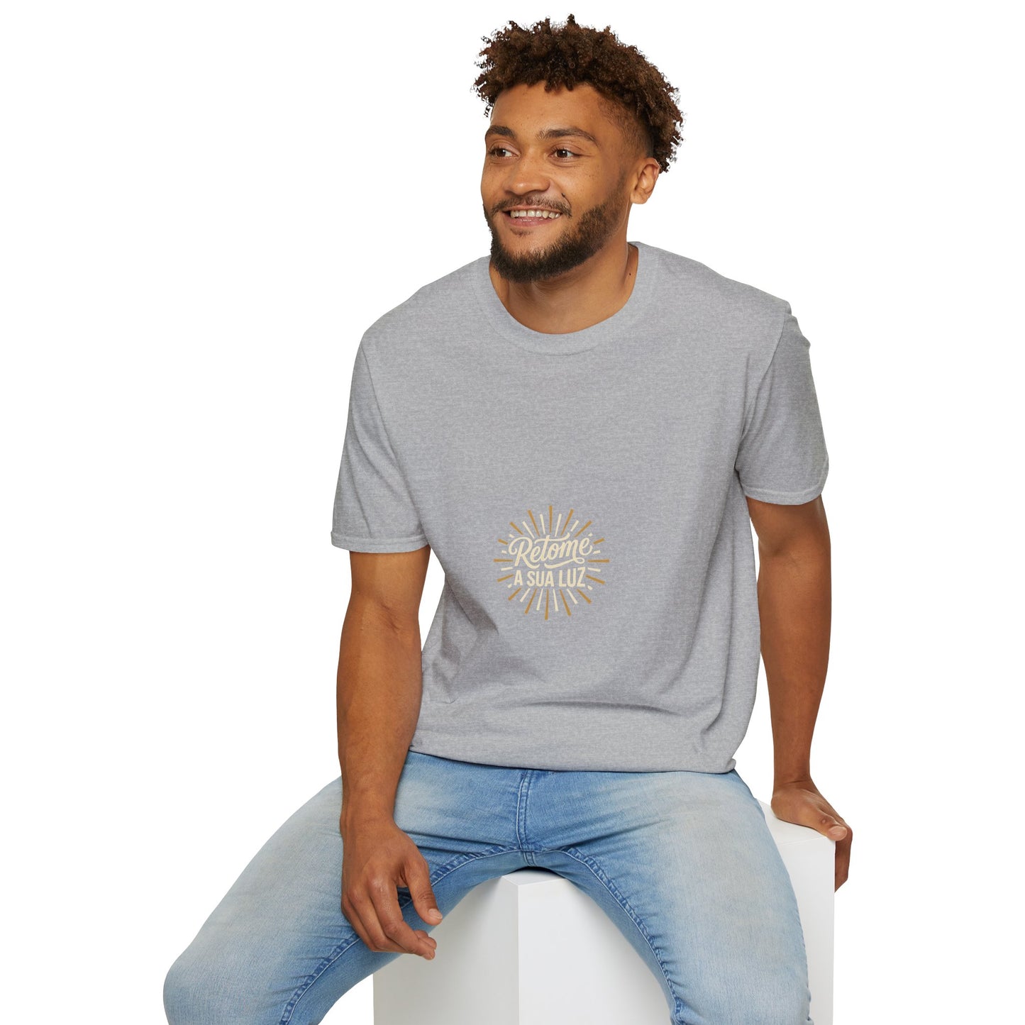 Camiseta — "Retome a sua luz" (Estampa Sunburst)