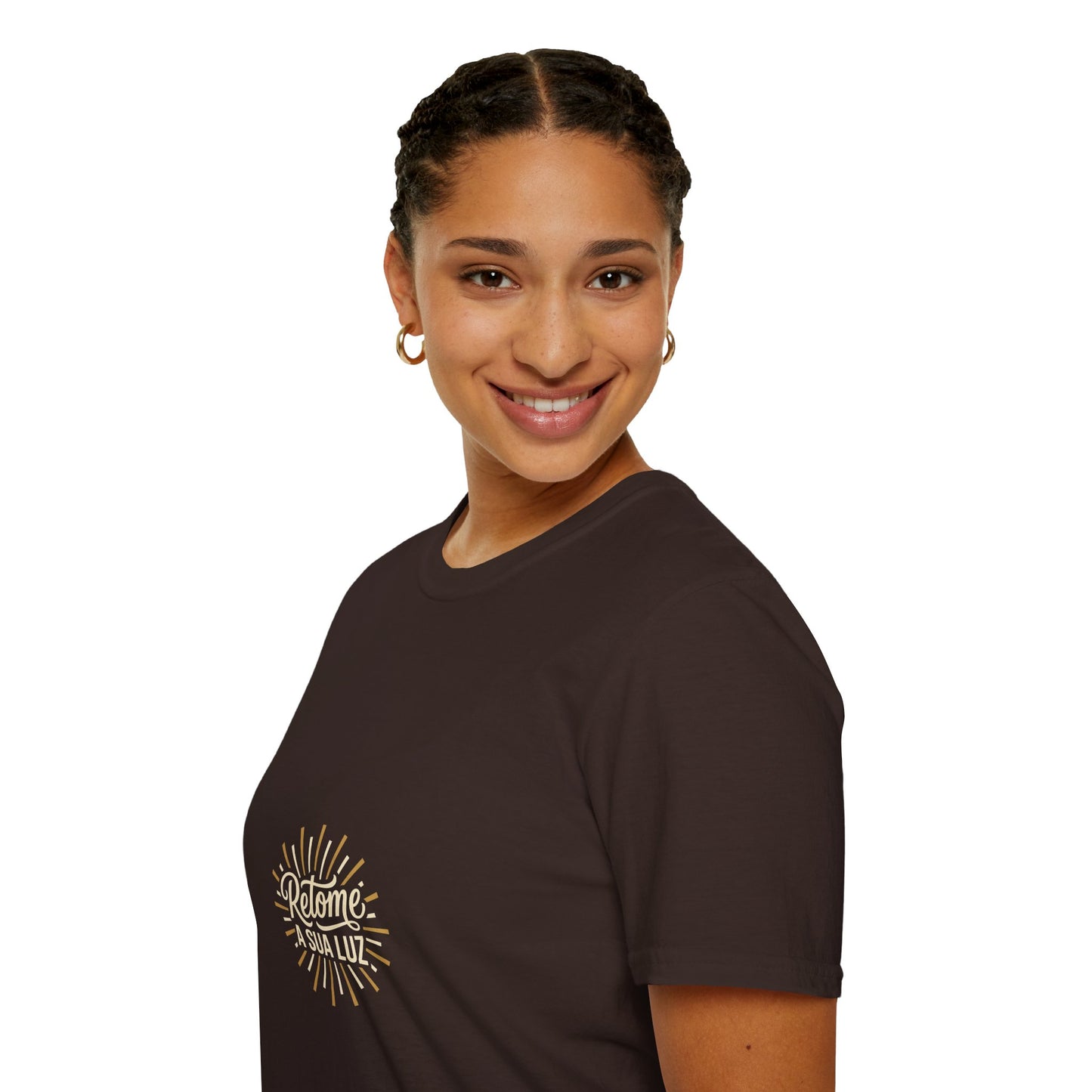Camiseta — "Retome a sua luz" (Estampa Sunburst)