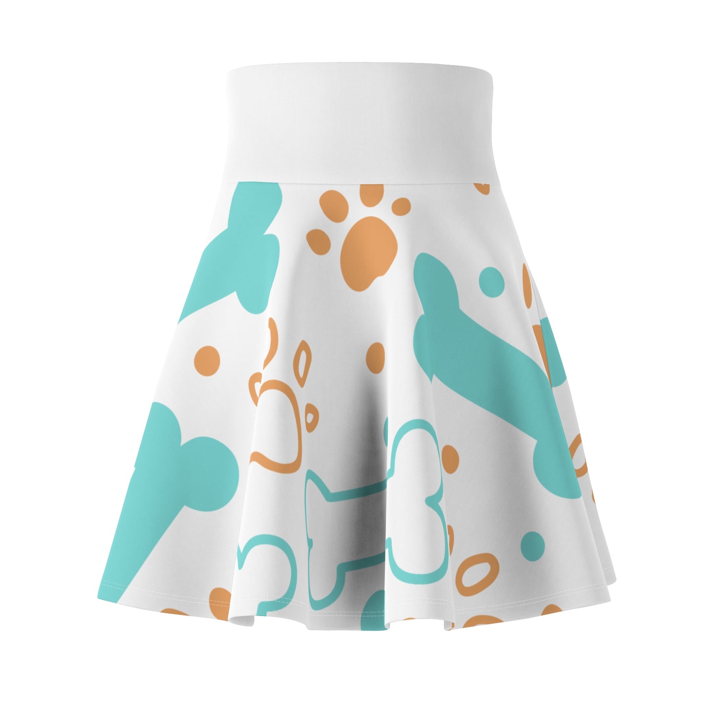 Pet Paw & Bone Skater Skirt — Cute Dog Print AOP