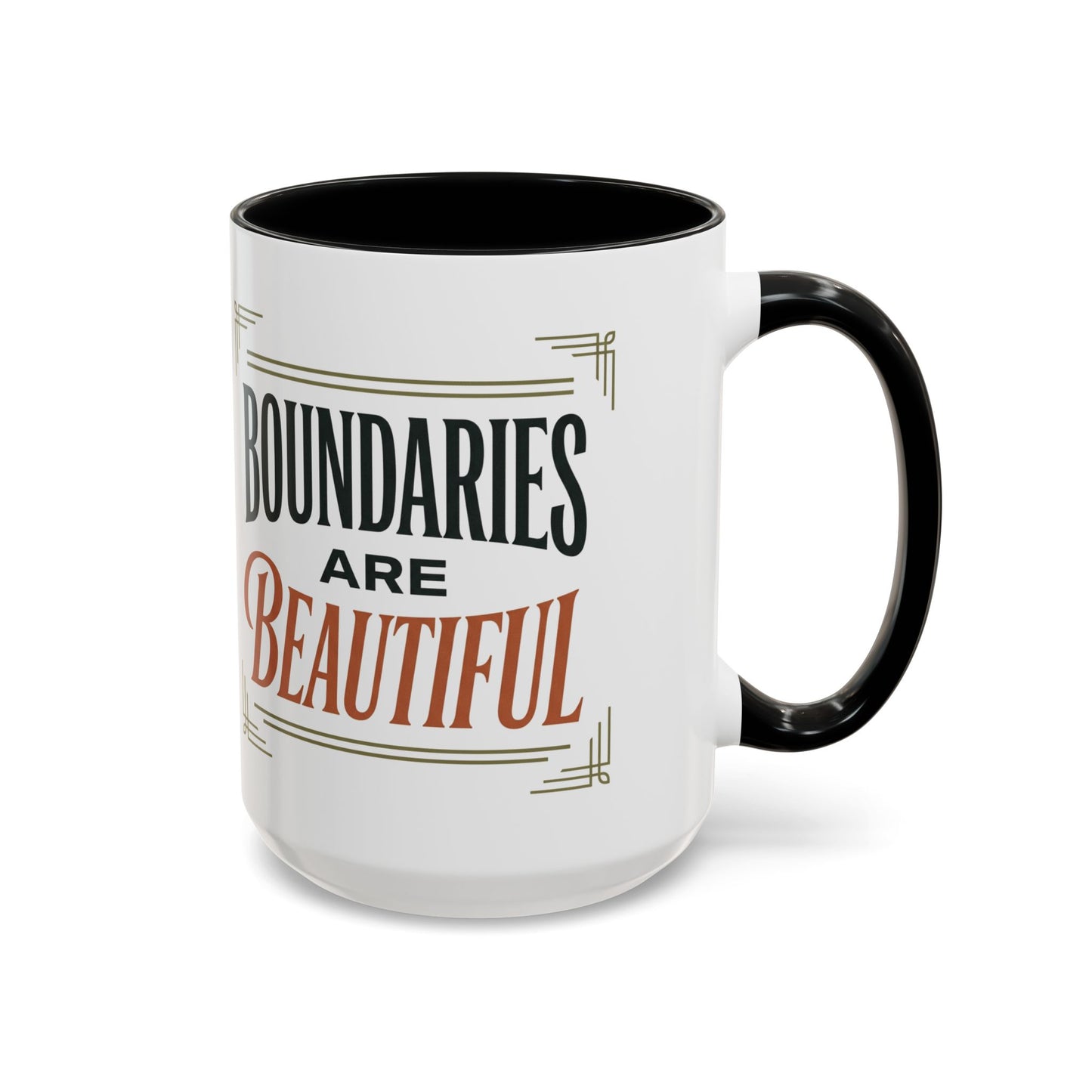 Boundaries Are Beautiful Accent Coffee Mug — Inspirational Self-Care Coffee Cup (11/15oz)