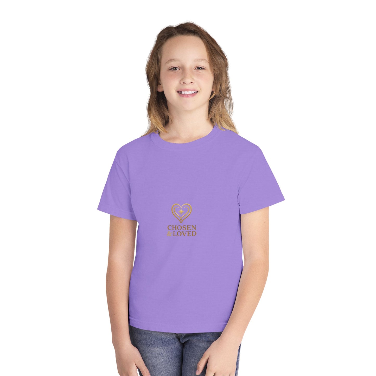 Youth Tee - "Chosen & Loved" Heart Design (Christian Inspirational)