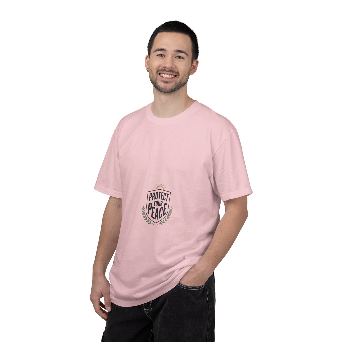Protect Your Peace T-Shirt — Minimal Shield Graphic, Inspirational Casual Tee