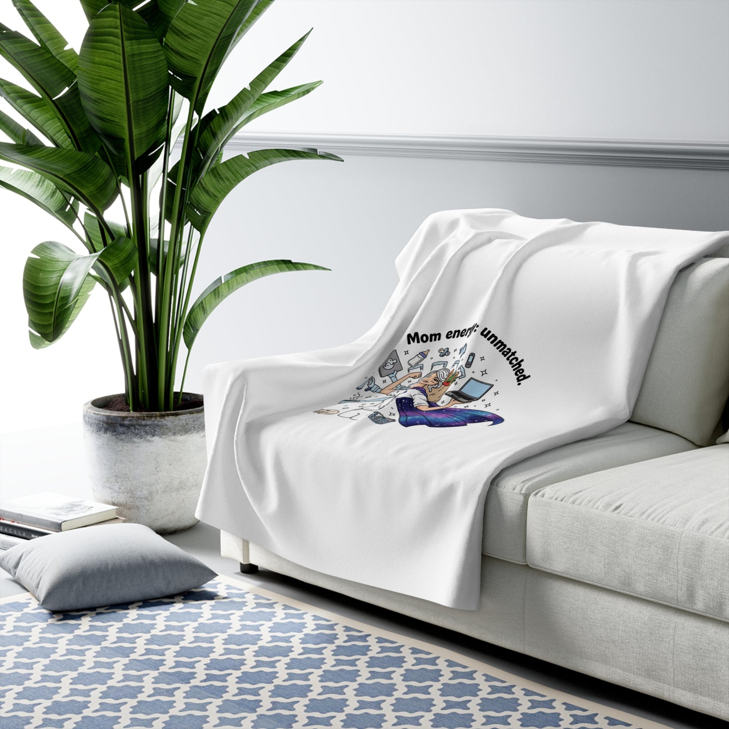 Mom Energy: Unmatched Sherpa Fleece Blanket — Cozy Mom Throw