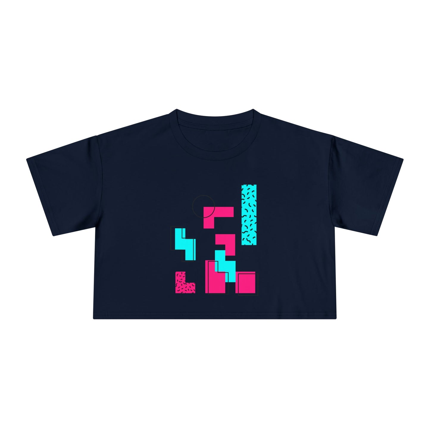 Retro Geometric Crop Tee — 80s Memphis Pattern Women's Top