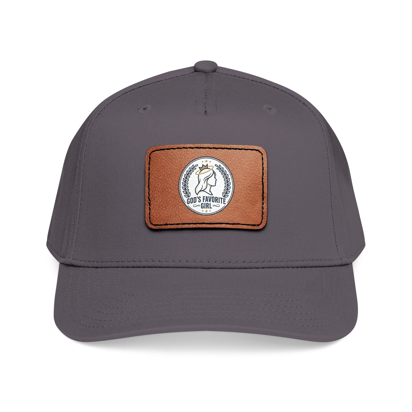 Leather Patch Baseball Cap — “God’s Favorite Girl” Vintage Logo