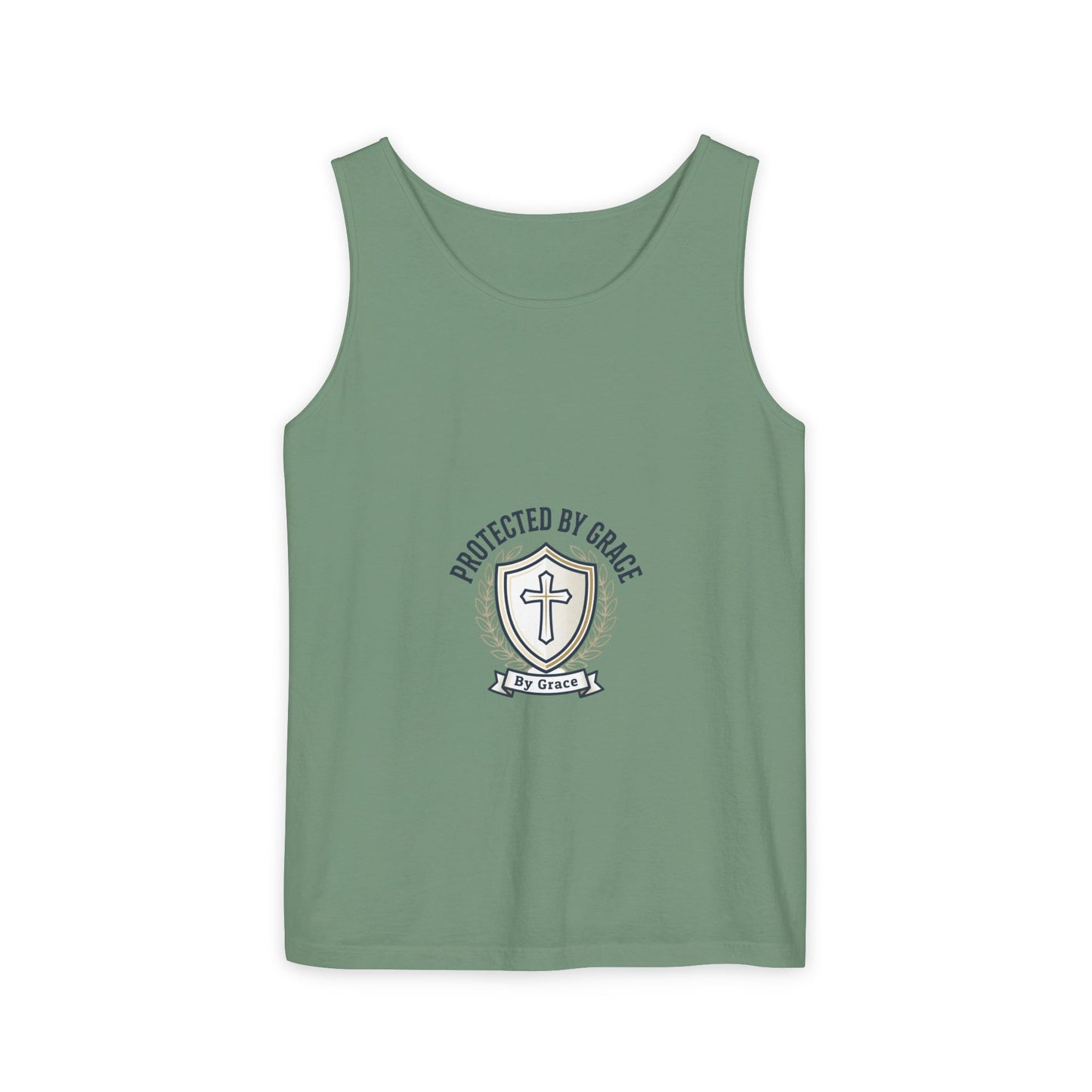 Protected by Grace Cross Tank Top — Christian Faith Graphic