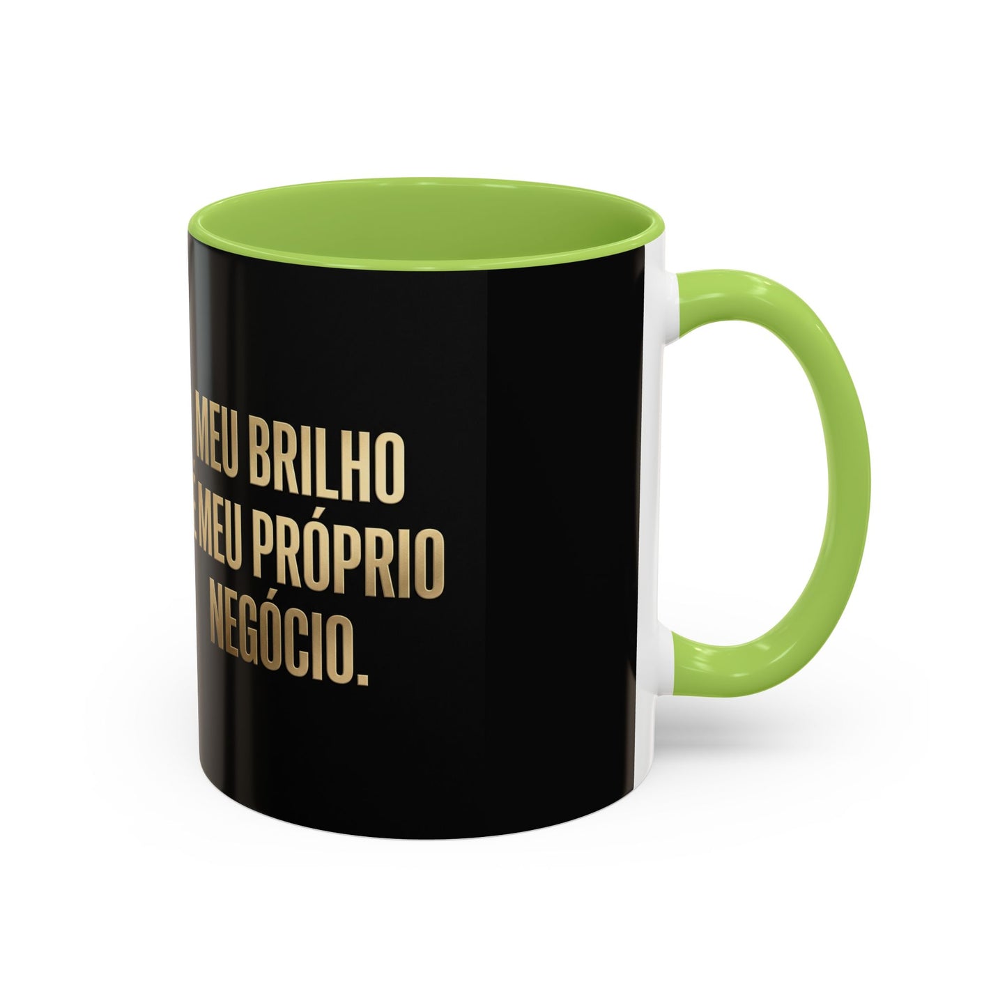 Caneca de café - Caneca inspiradora com detalhes pretos "Meu Brilho É Meu Próprio Negócio" (11/15 onças)