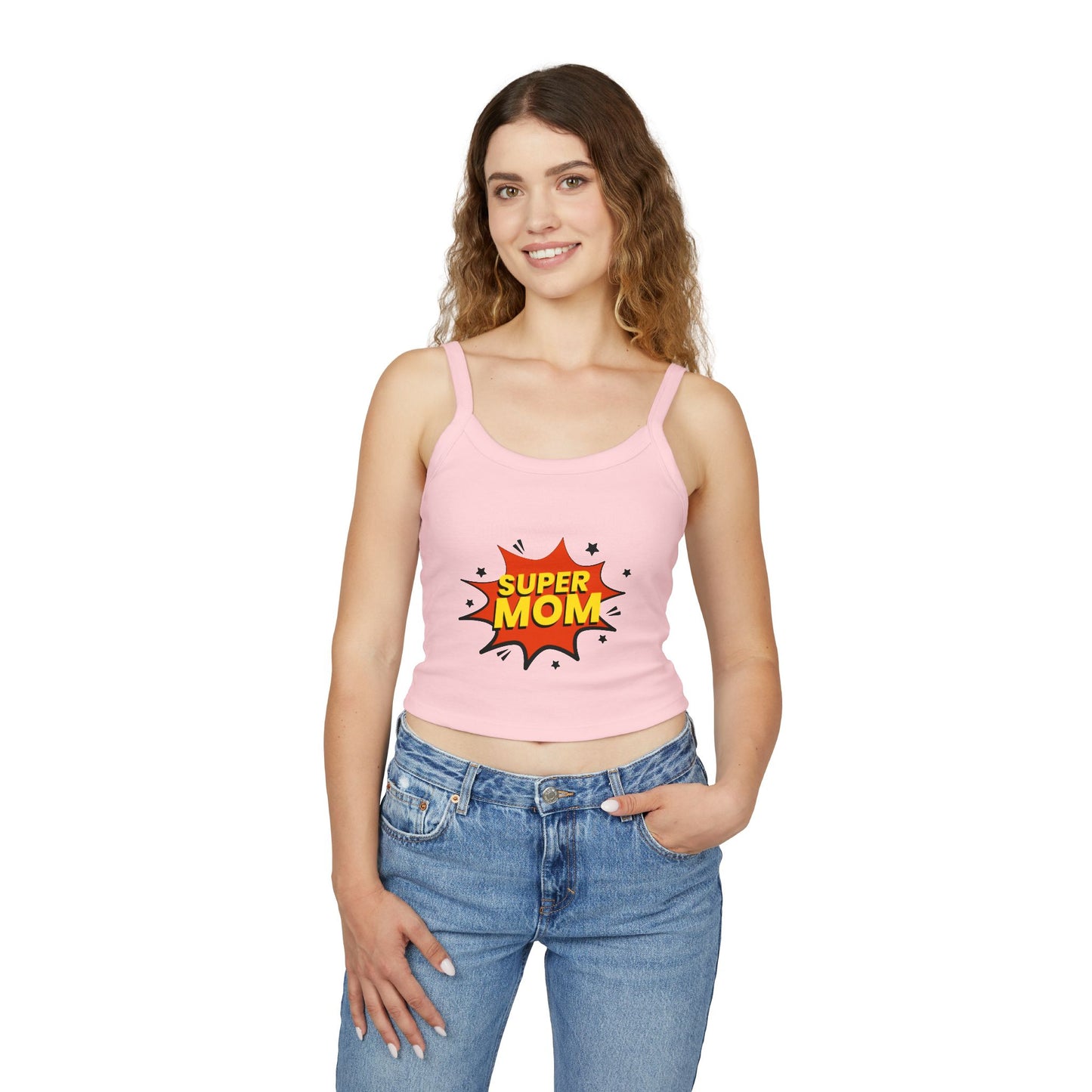 Super Mom Spaghetti Strap Tank Top – Comic-Style Mother's Day Gift