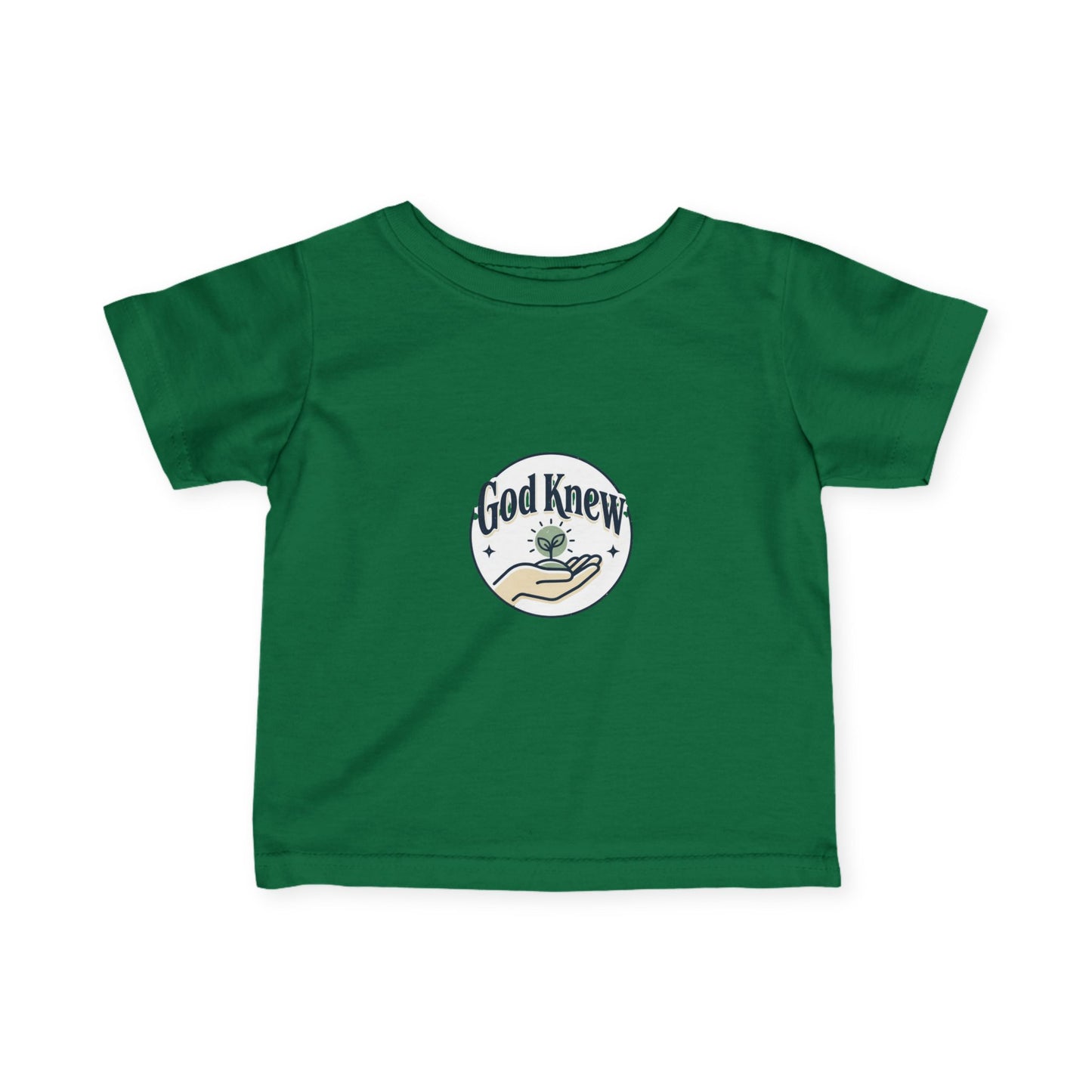 Infant Tee — "God Knew" Hand & Seedling Baby Shirt (Christian Newborn Gift)