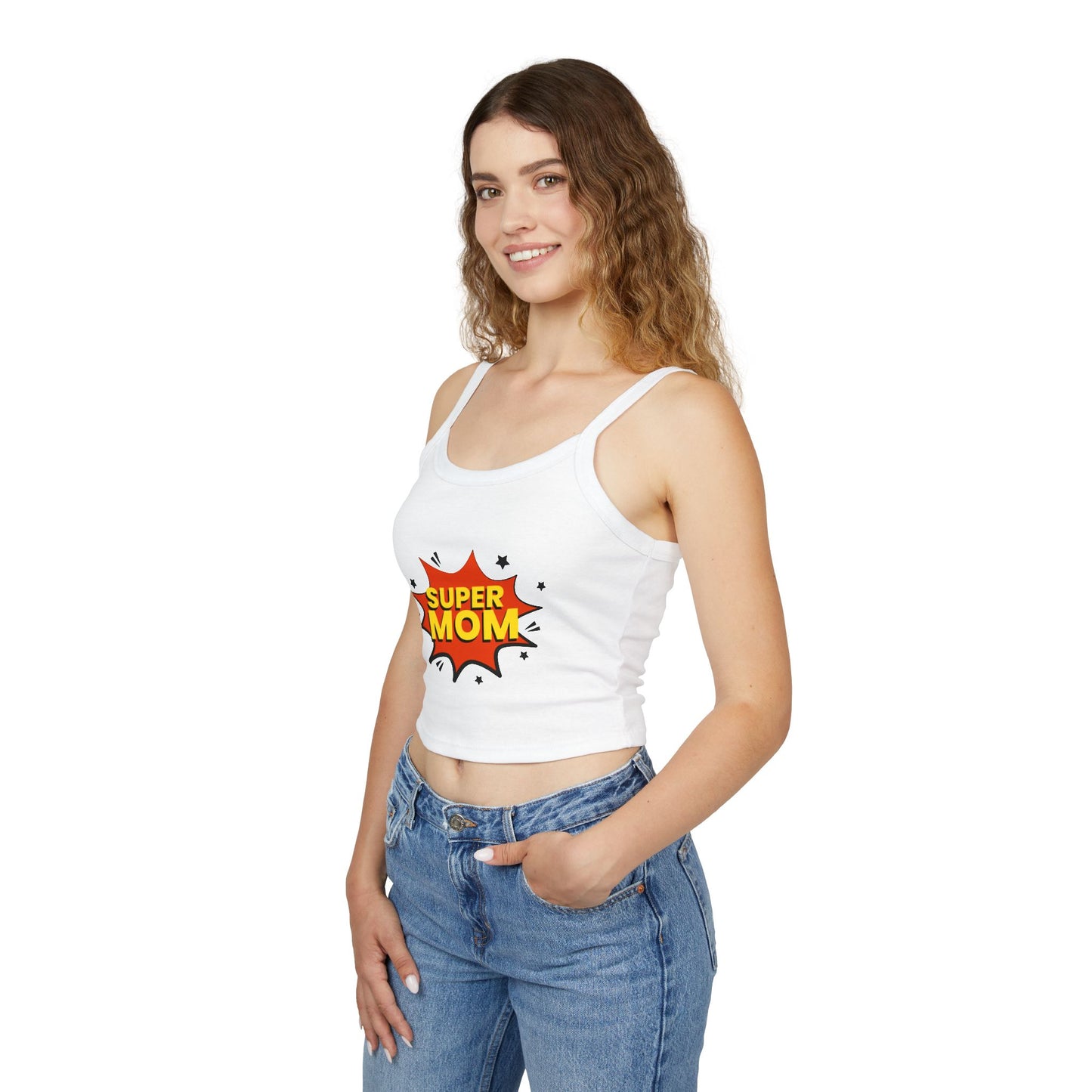 Super Mom Spaghetti Strap Tank Top – Comic-Style Mother's Day Gift