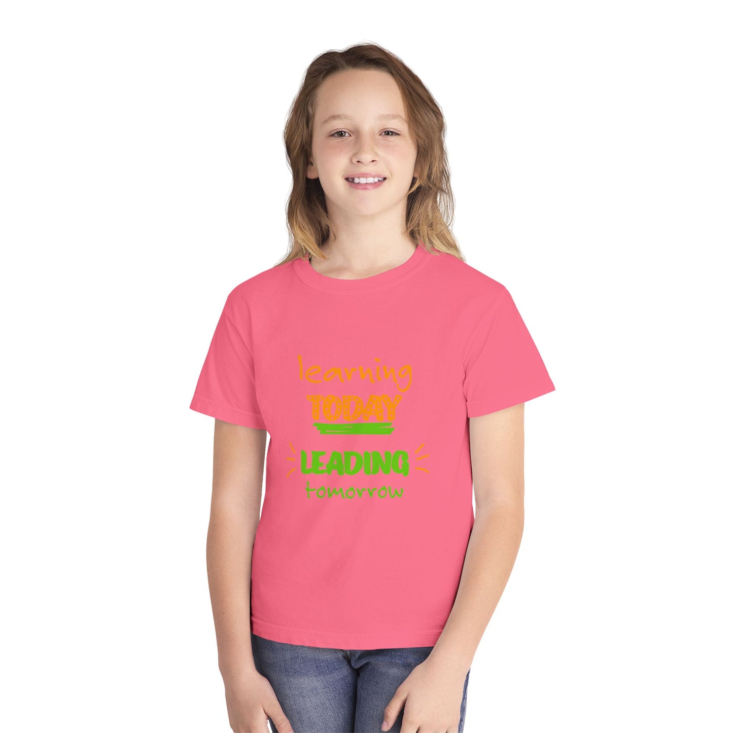 Youth Tee — "Learning Today, Leading Tomorrow" Inspirational School Shirt