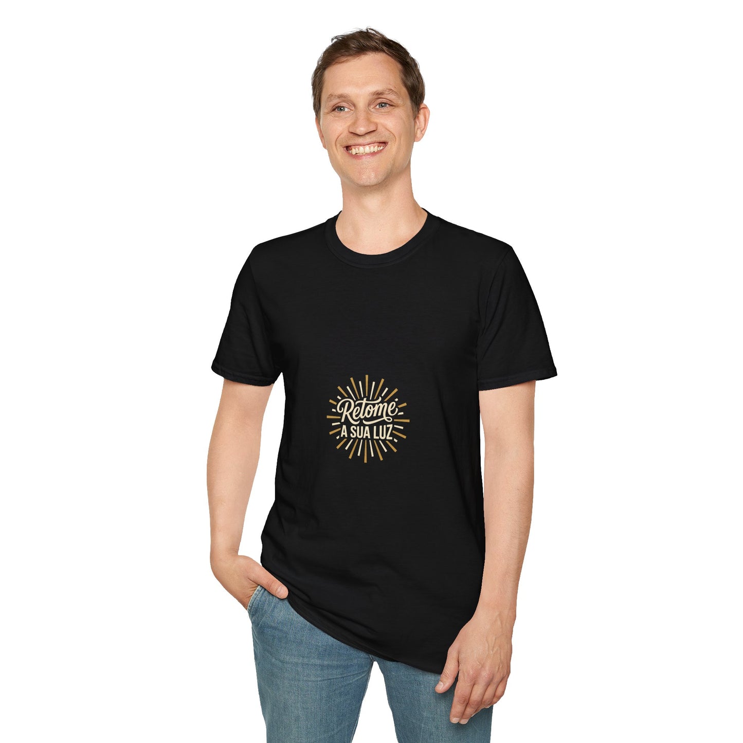 Camiseta — "Retome a sua luz" (Estampa Sunburst)