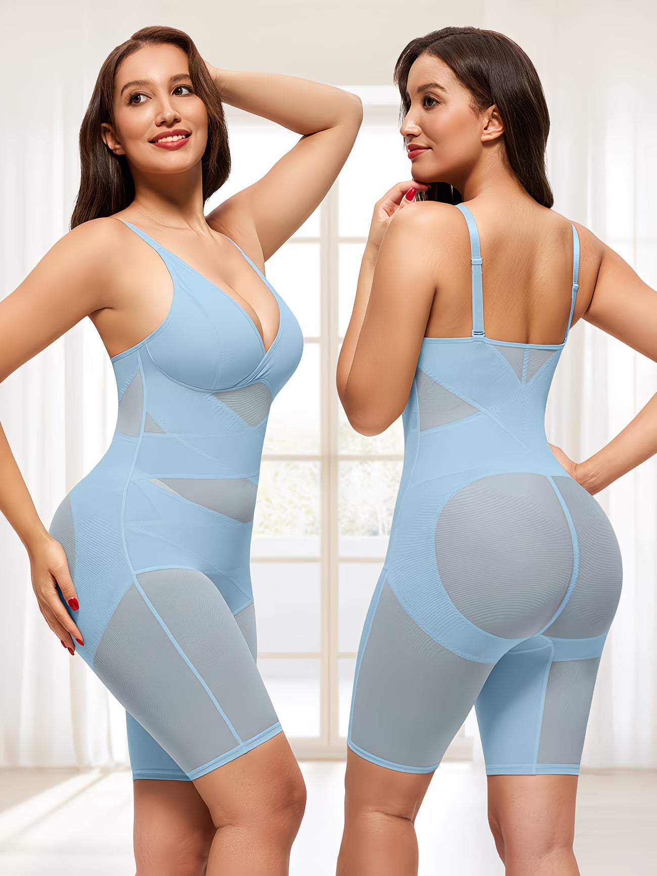 ActiveCurve™ V-Neck Yoga Shapewear Bodysuit | Built-In Bra Tummy Control Butt Lift Sports Faja
