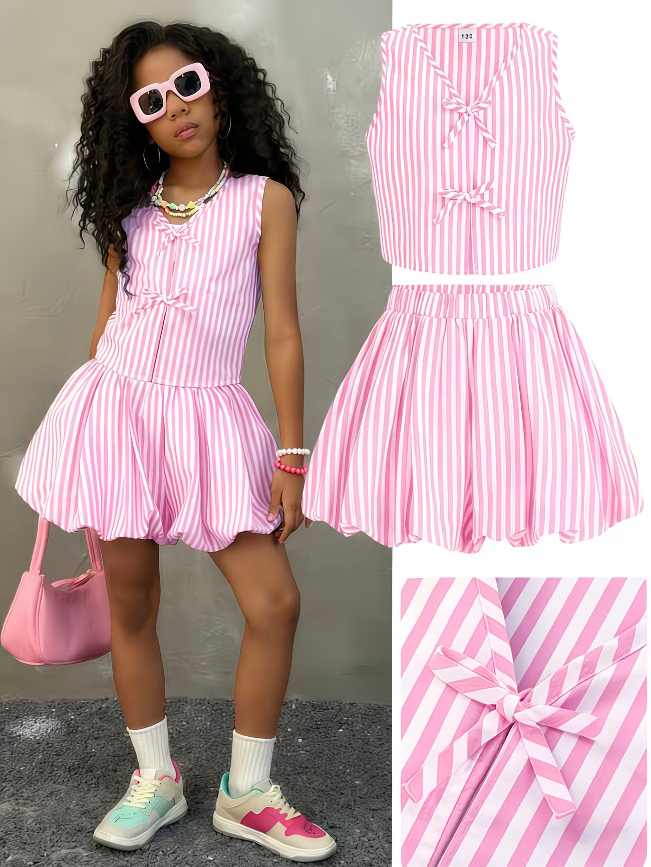 Y2K Summer Street Style 2-Piece Set | Short Top & Bubble Skirt Outfit for Back-to-School Look