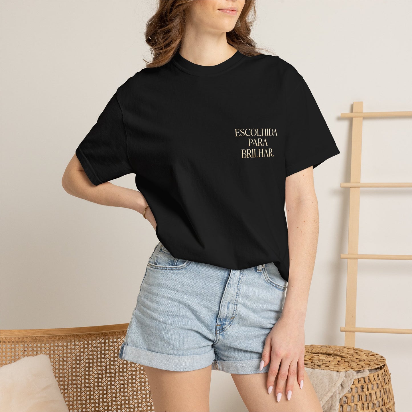 T-shirt tingida em peça "Escolhida Para Brilhar"