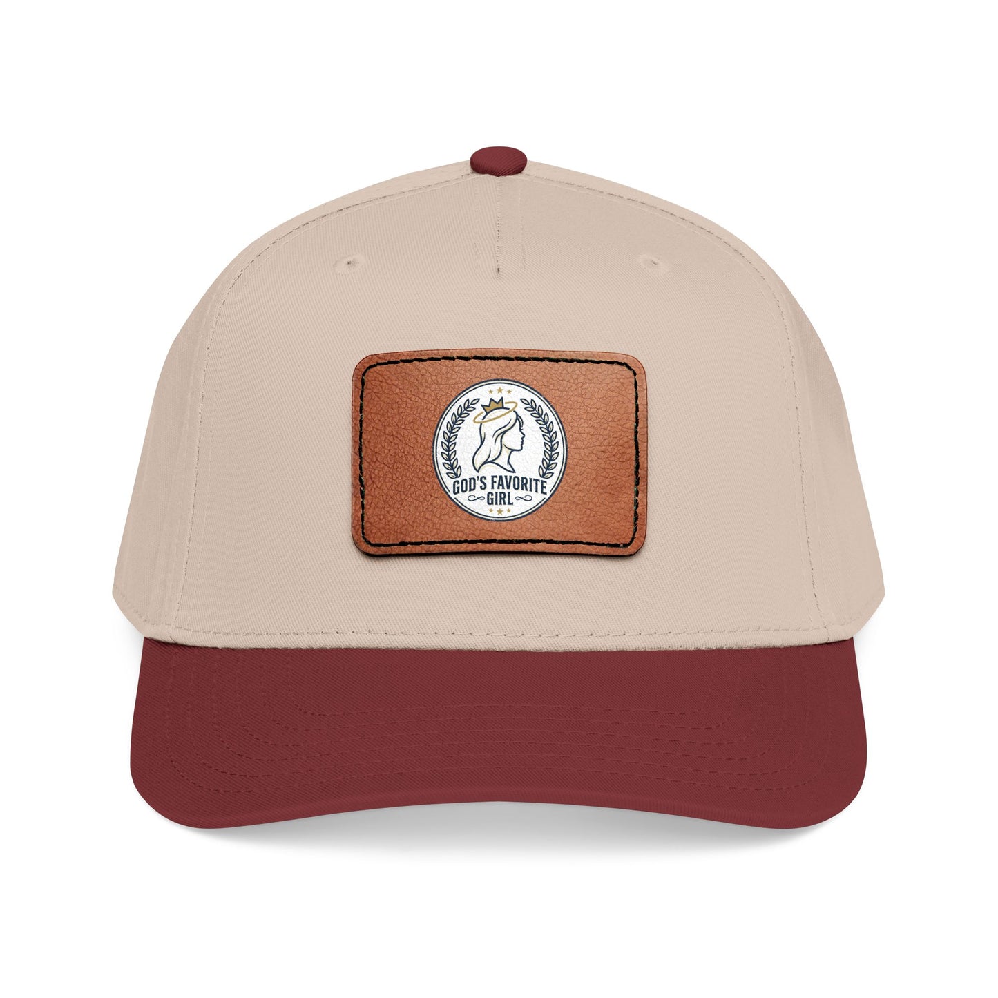 Leather Patch Baseball Cap — “God’s Favorite Girl” Vintage Logo