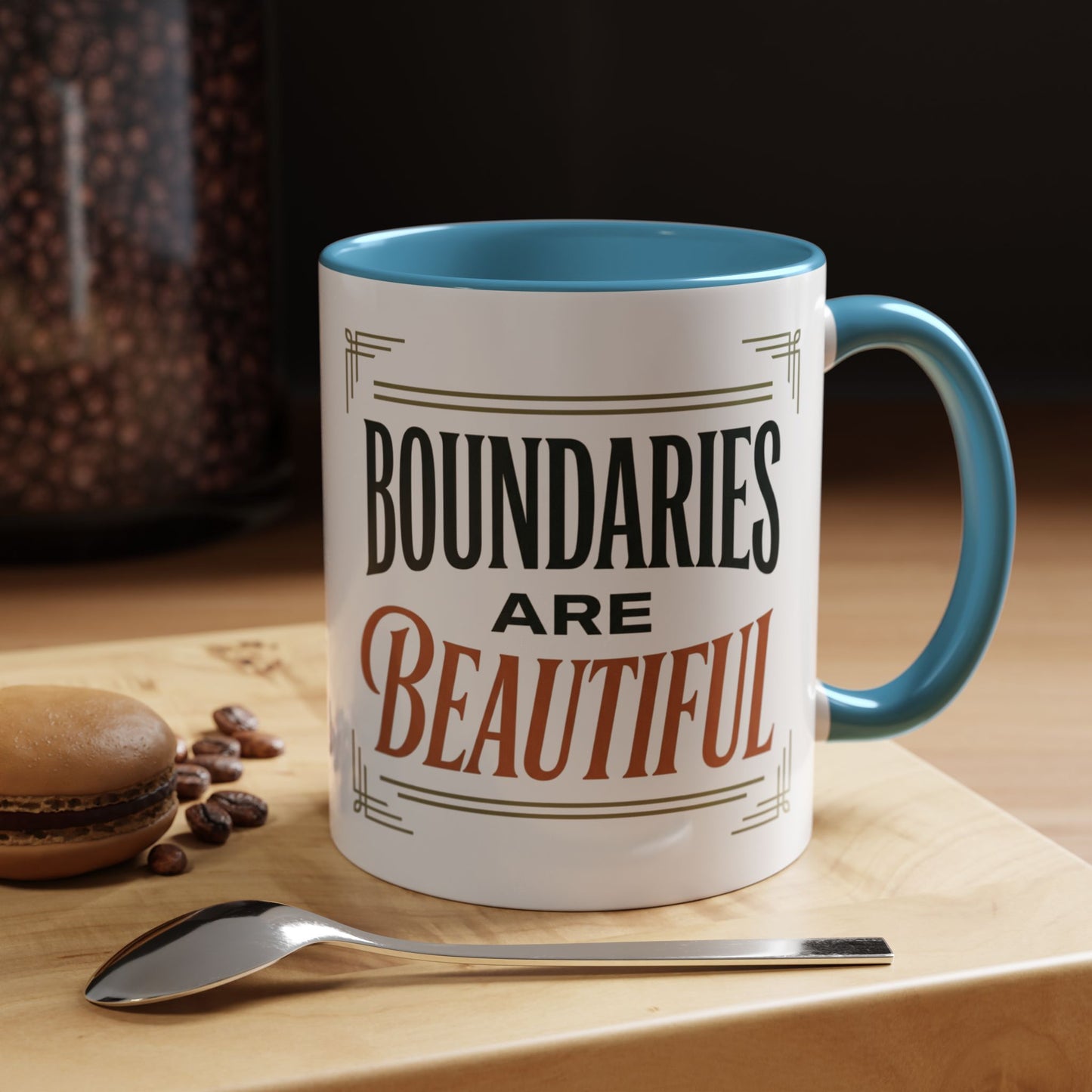 Boundaries Are Beautiful Accent Coffee Mug — Inspirational Self-Care Coffee Cup (11/15oz)