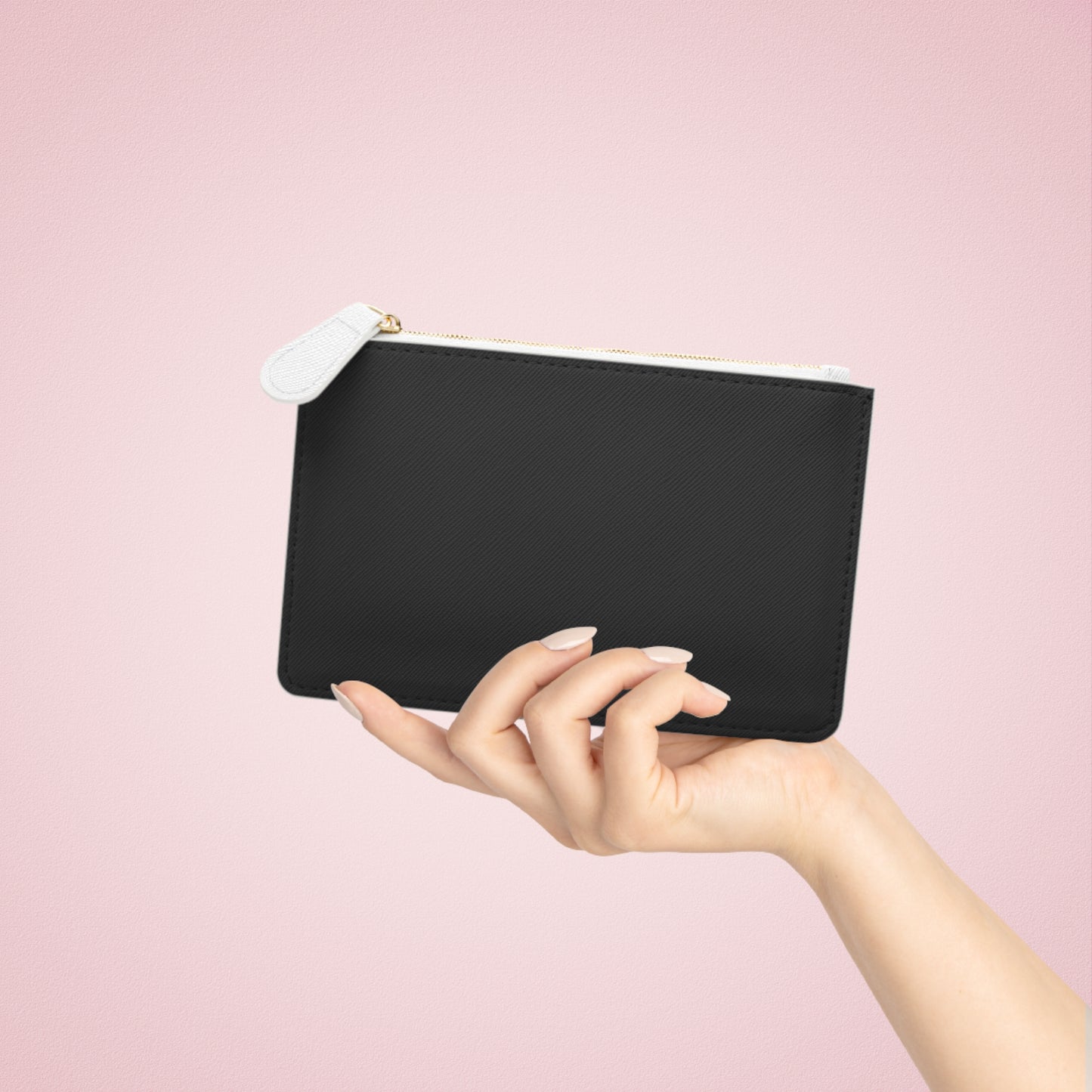 Hustle Mini Clutch Bag — Black Zip Pouch with Red Script "Hustle"