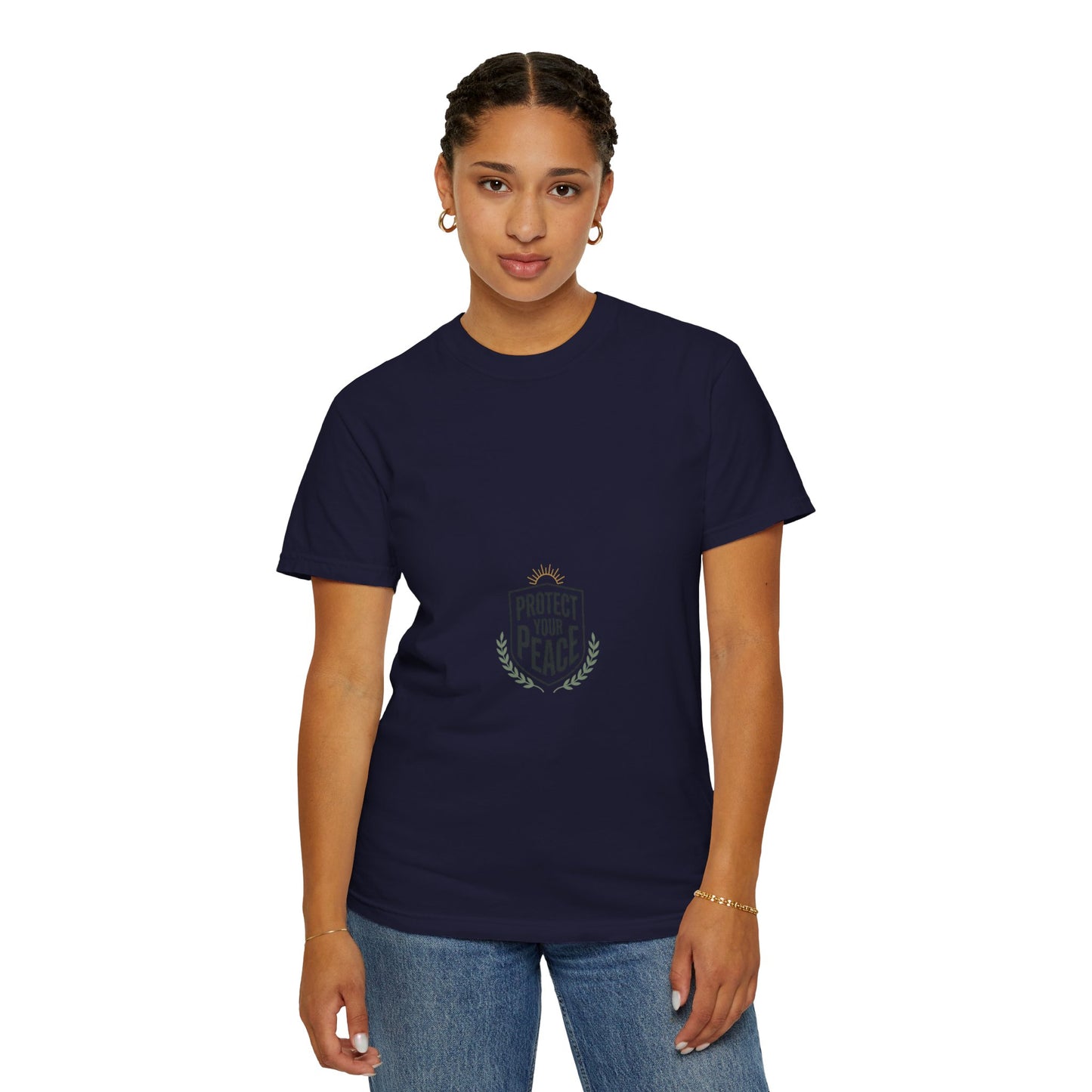 Protect Your Peace T-Shirt — Minimal Shield Graphic, Inspirational Casual Tee