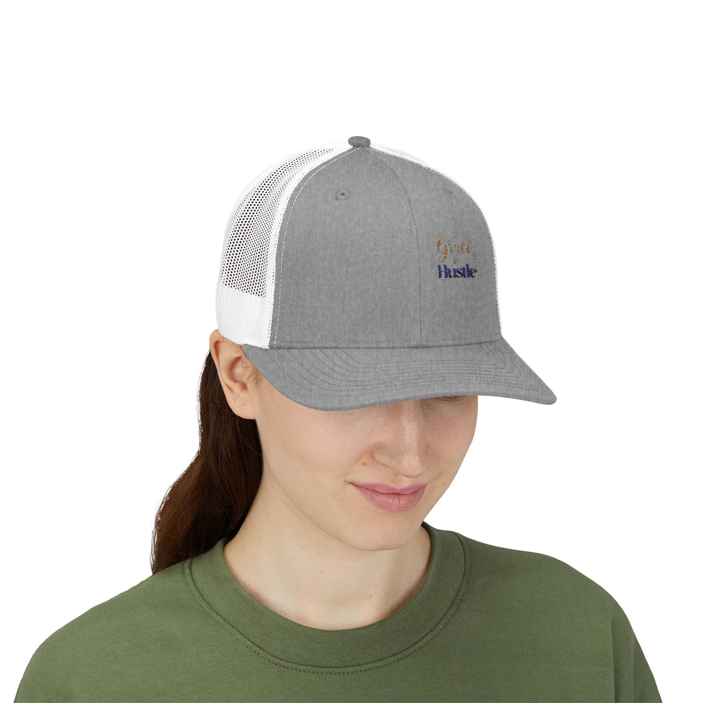 Hustle Snapback Trucker Cap – Embroidered 'Hustle' Logo Mesh Hat