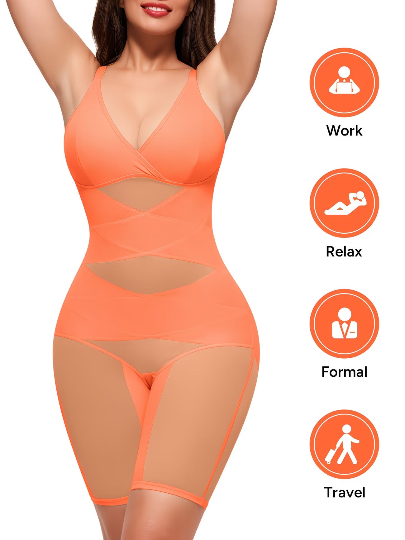 ActiveCurve™ V-Neck Yoga Shapewear Bodysuit | Built-In Bra Tummy Control Butt Lift Sports Faja