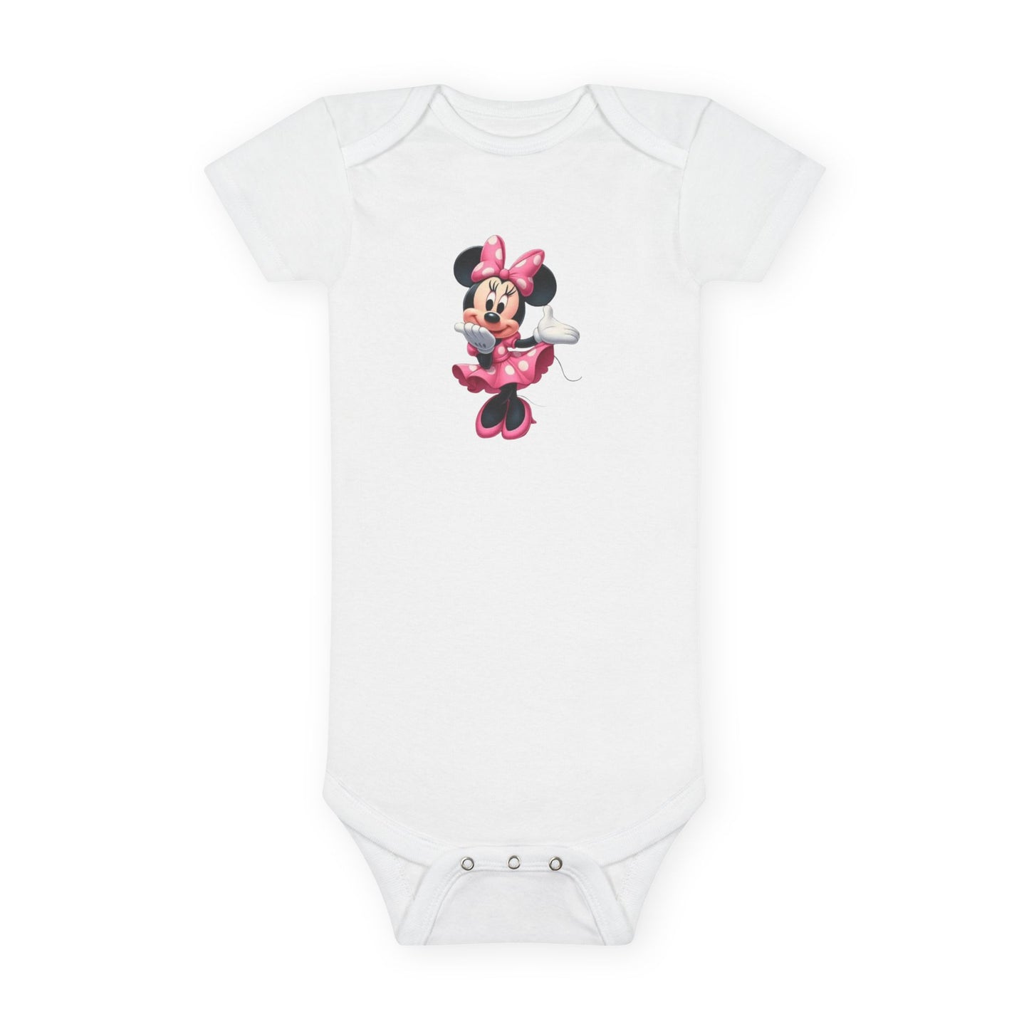 Minnie Mouse Pink Bow Baby Onesie — Cute Disney Character Infant Bodysuit