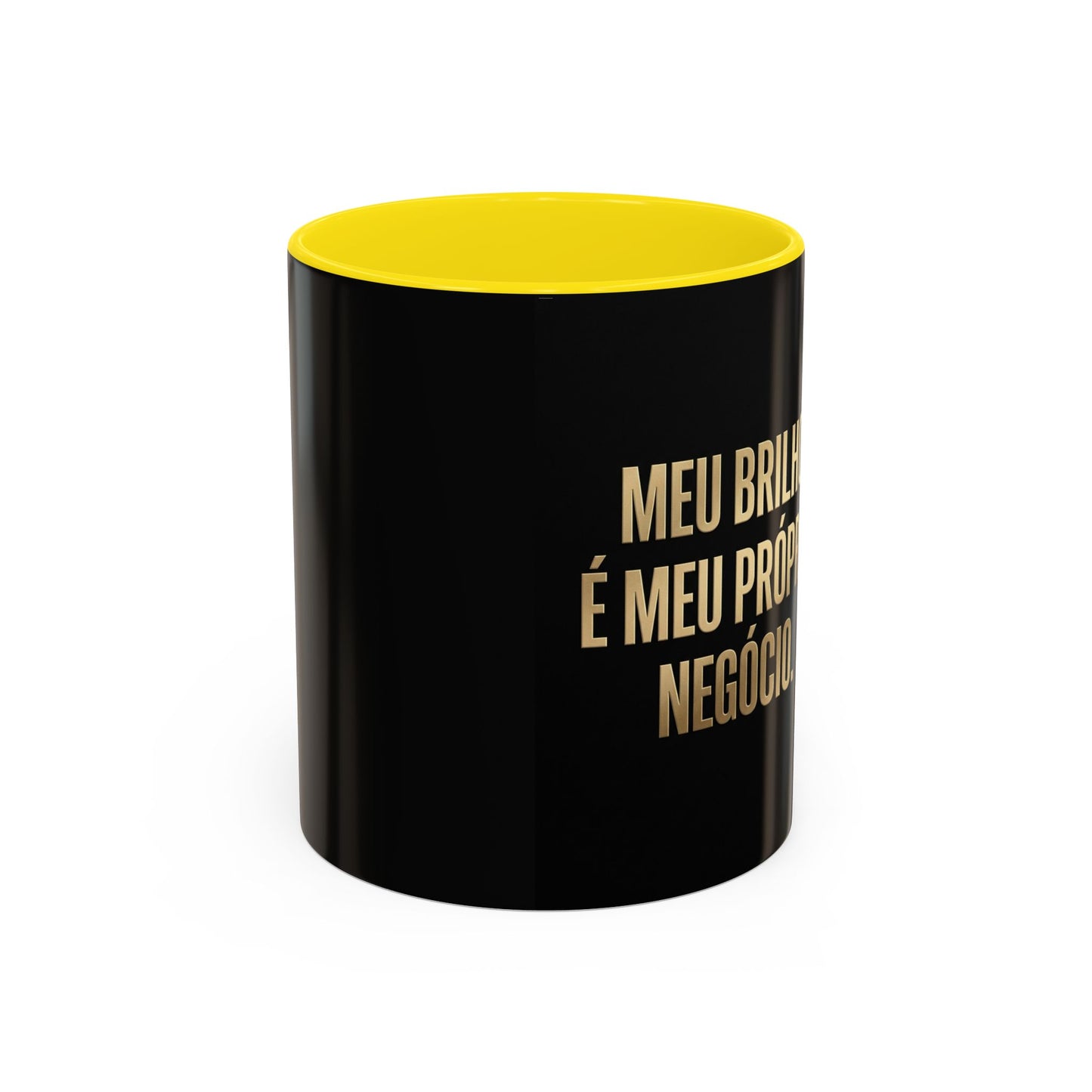 Caneca de café - Caneca inspiradora com detalhes pretos "Meu Brilho É Meu Próprio Negócio" (11/15 onças)