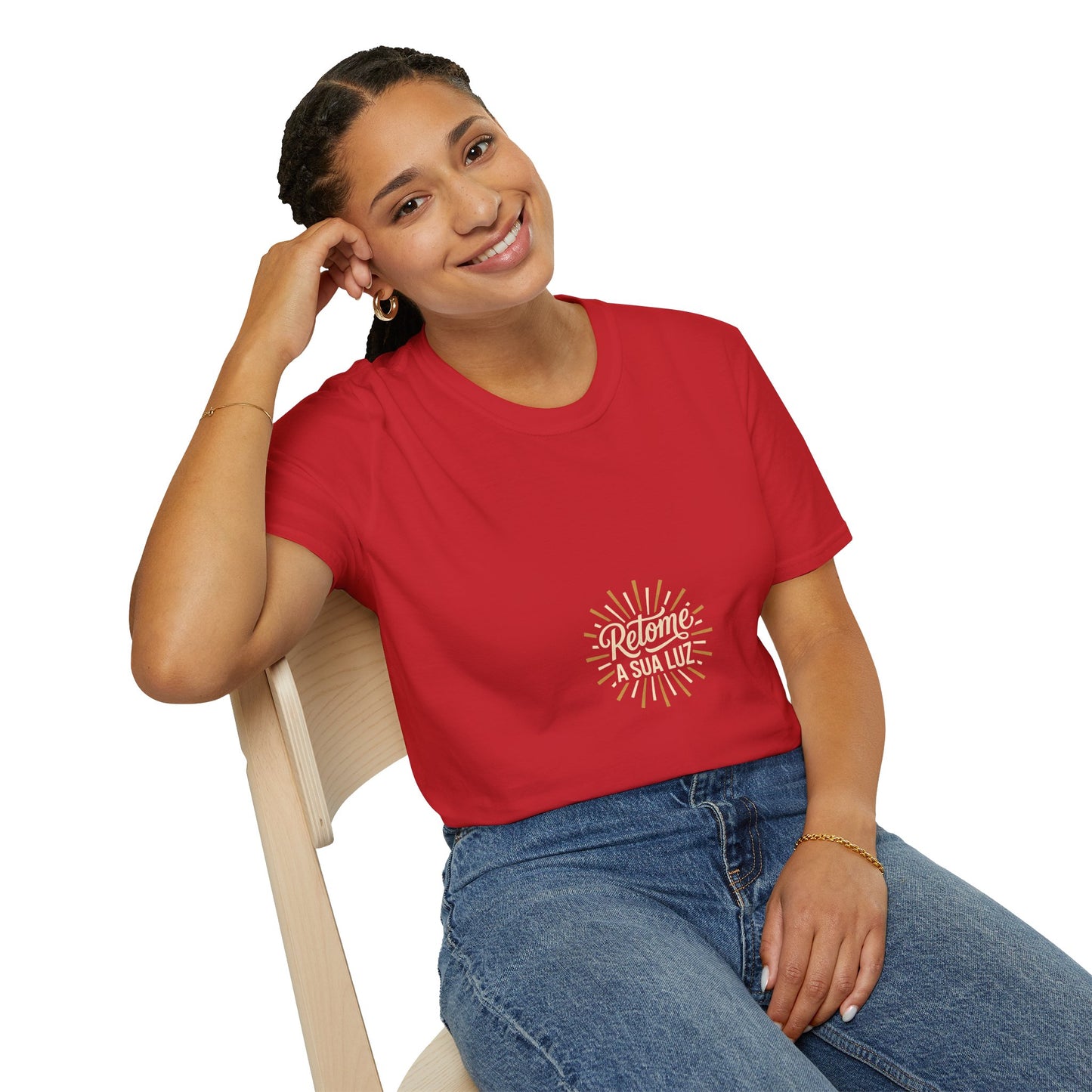 Camiseta — "Retome a sua luz" (Estampa Sunburst)
