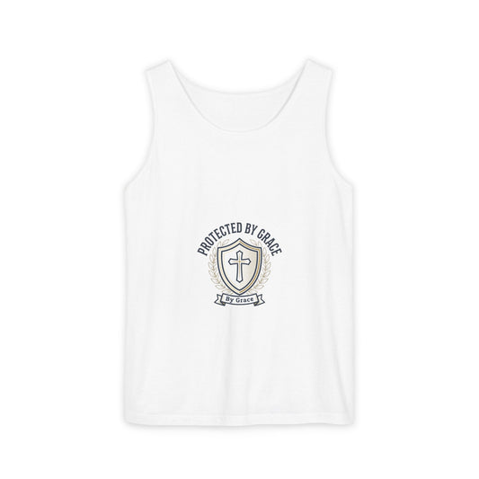 Protected by Grace Cross Tank Top — Christian Faith Graphic