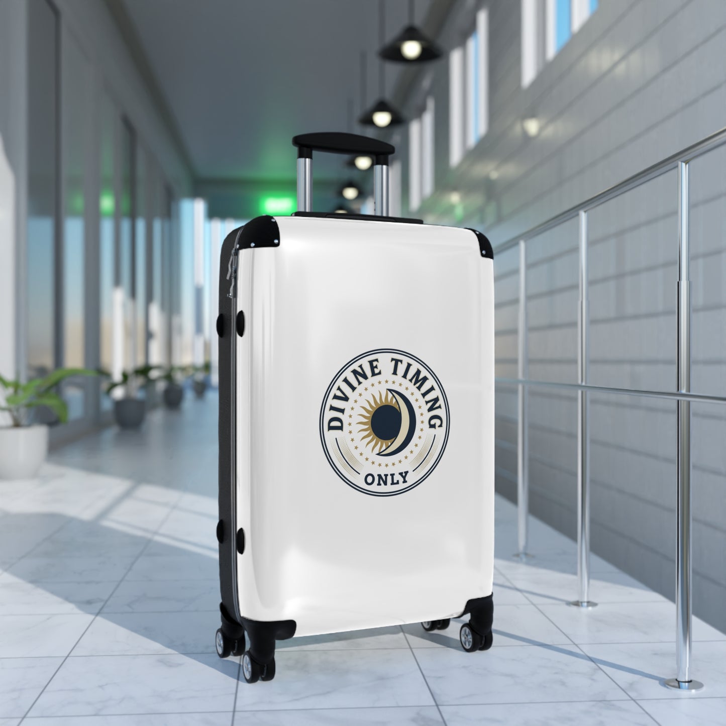 Carry-On Suitcase — 'Divine Timing Only' Moon & Sun Travel Luggage