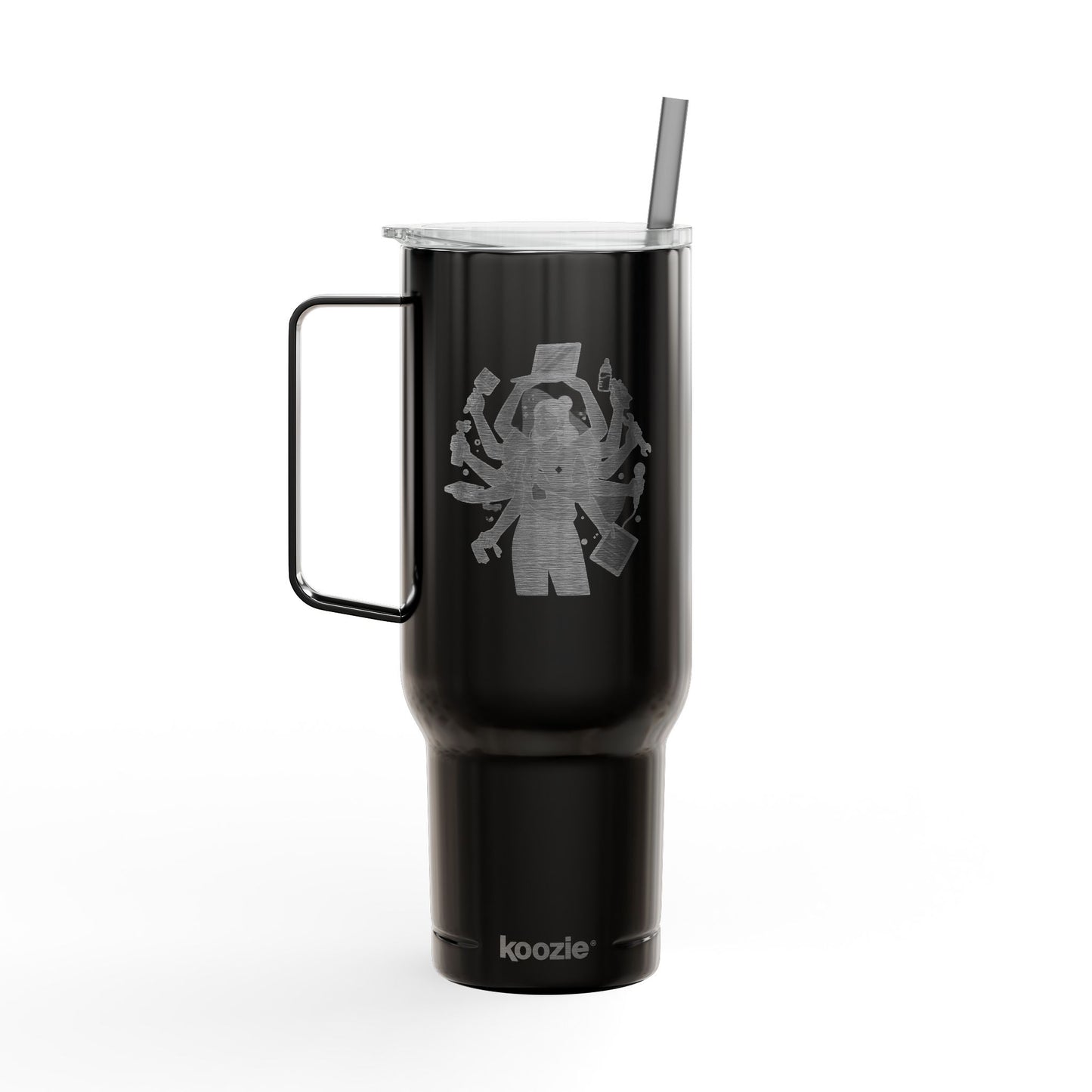 40oz Engraved Insulated Tumbler - Multi-Tasking Woman Design - Copo Térmico de 40oz Gravado – Design "Mulher Multitarefa"