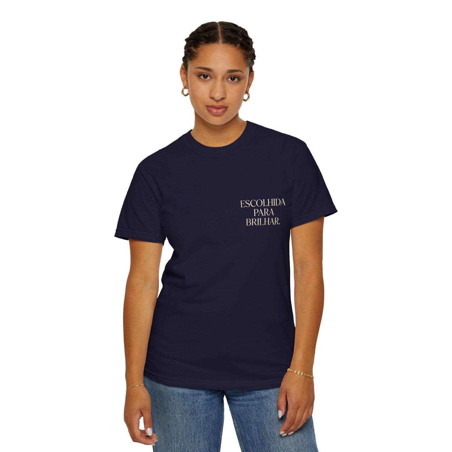 T-shirt tingida em peça "Escolhida Para Brilhar"