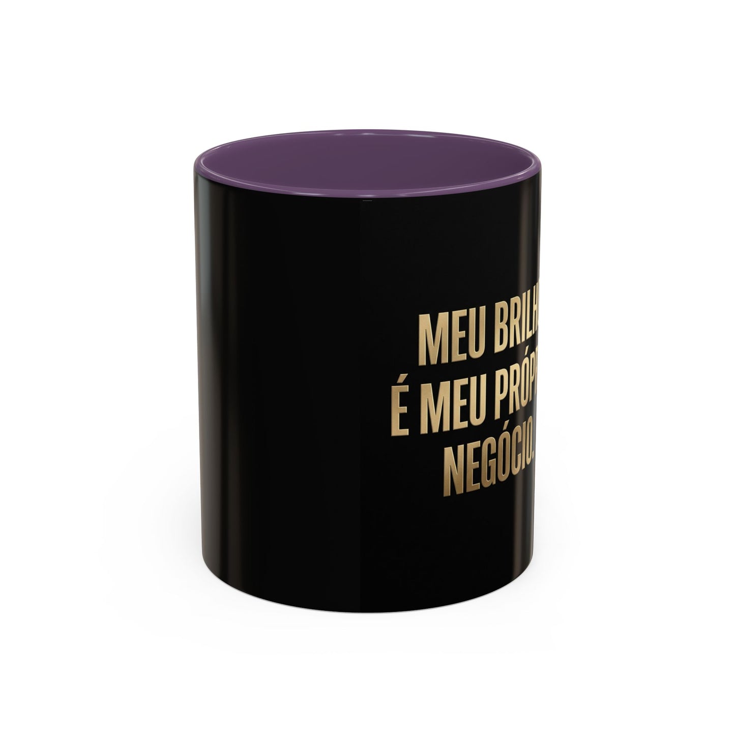 Caneca de café - Caneca inspiradora com detalhes pretos "Meu Brilho É Meu Próprio Negócio" (11/15 onças)