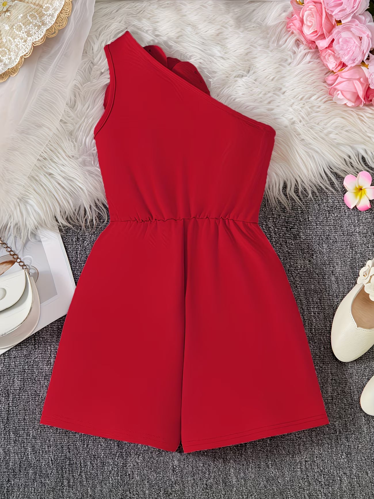 Girls’ 3D Floral Jumpsuit | Elegant Summer Party Outfit