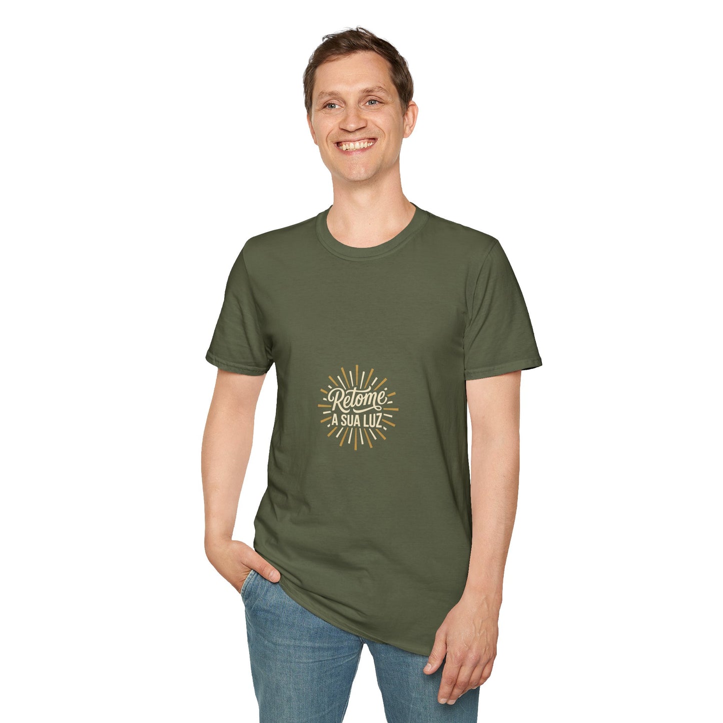 Camiseta — "Retome a sua luz" (Estampa Sunburst)