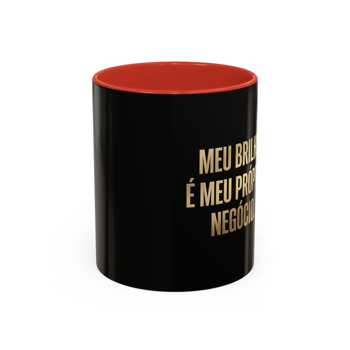 Caneca de café - Caneca inspiradora com detalhes pretos "Meu Brilho É Meu Próprio Negócio" (11/15 onças)