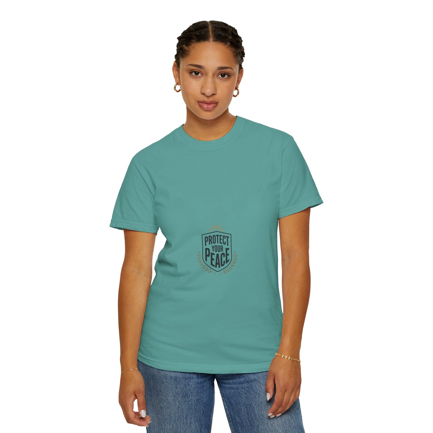 Protect Your Peace T-Shirt — Minimal Shield Graphic, Inspirational Casual Tee