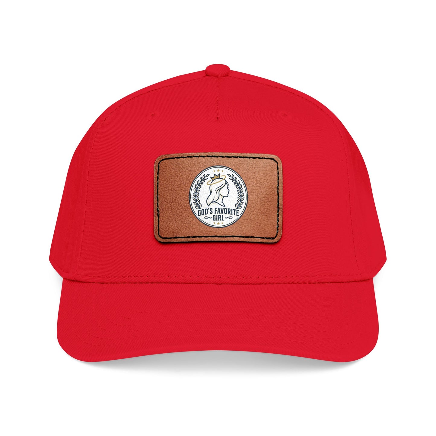 Leather Patch Baseball Cap — “God’s Favorite Girl” Vintage Logo
