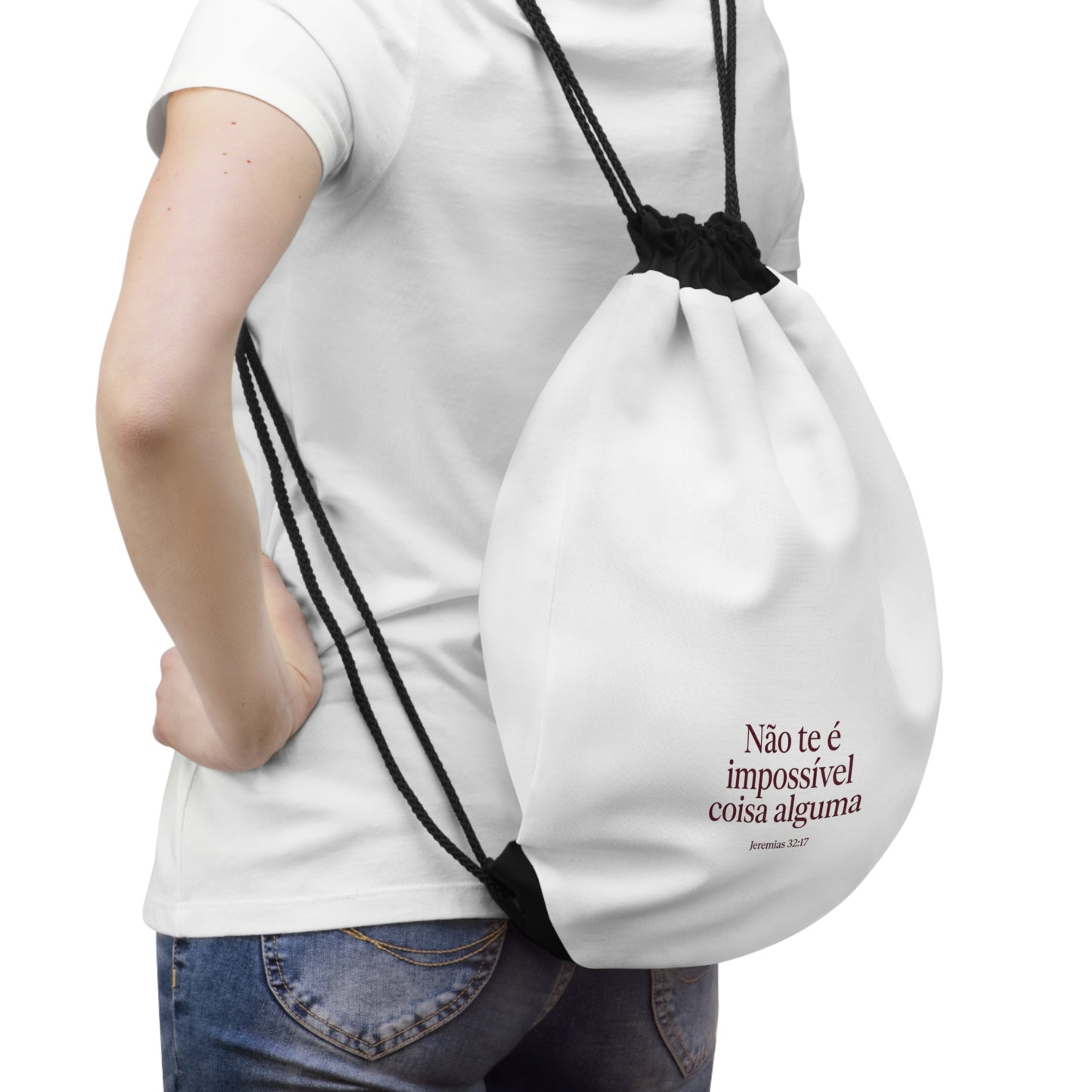 Mochila Saco com Cordão – "Não Te É Impossível Coisa Alguma"
