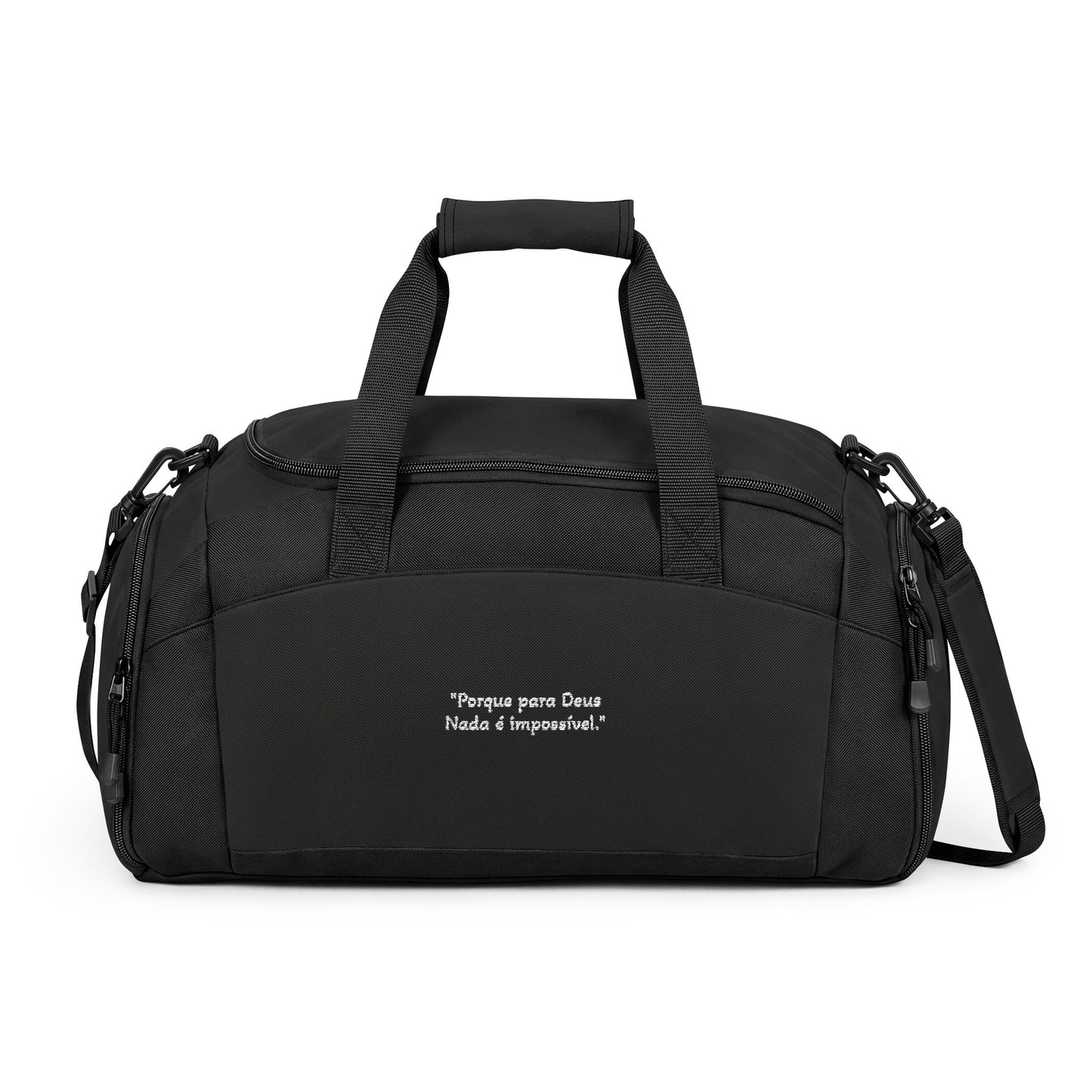 Bolsa de Academia Bordada – "Porque Para Deus Nada é Impossível"