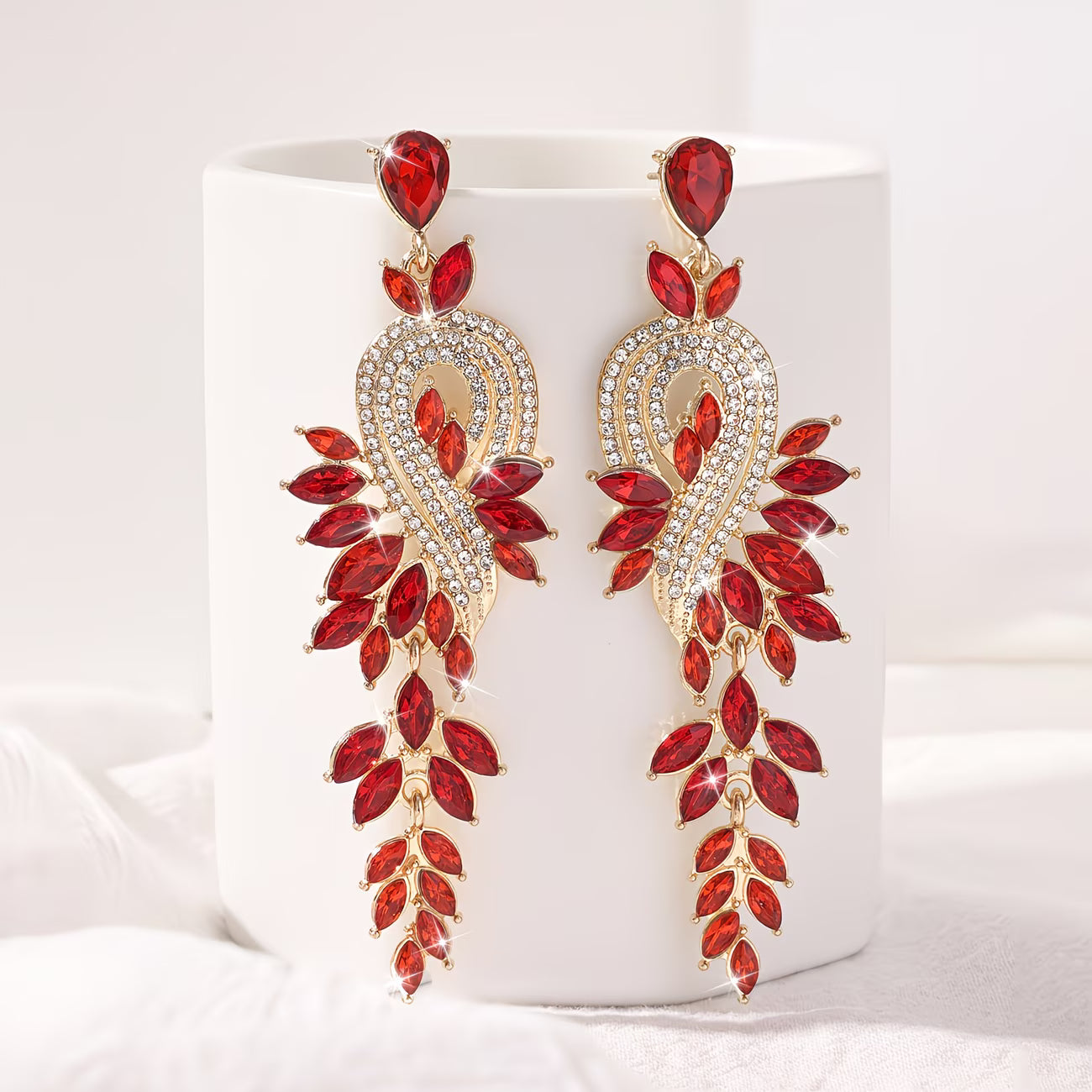 MuseNote™ Exaggerated Leaf Drop Earrings | Elegant Long Statement Earrings for Women