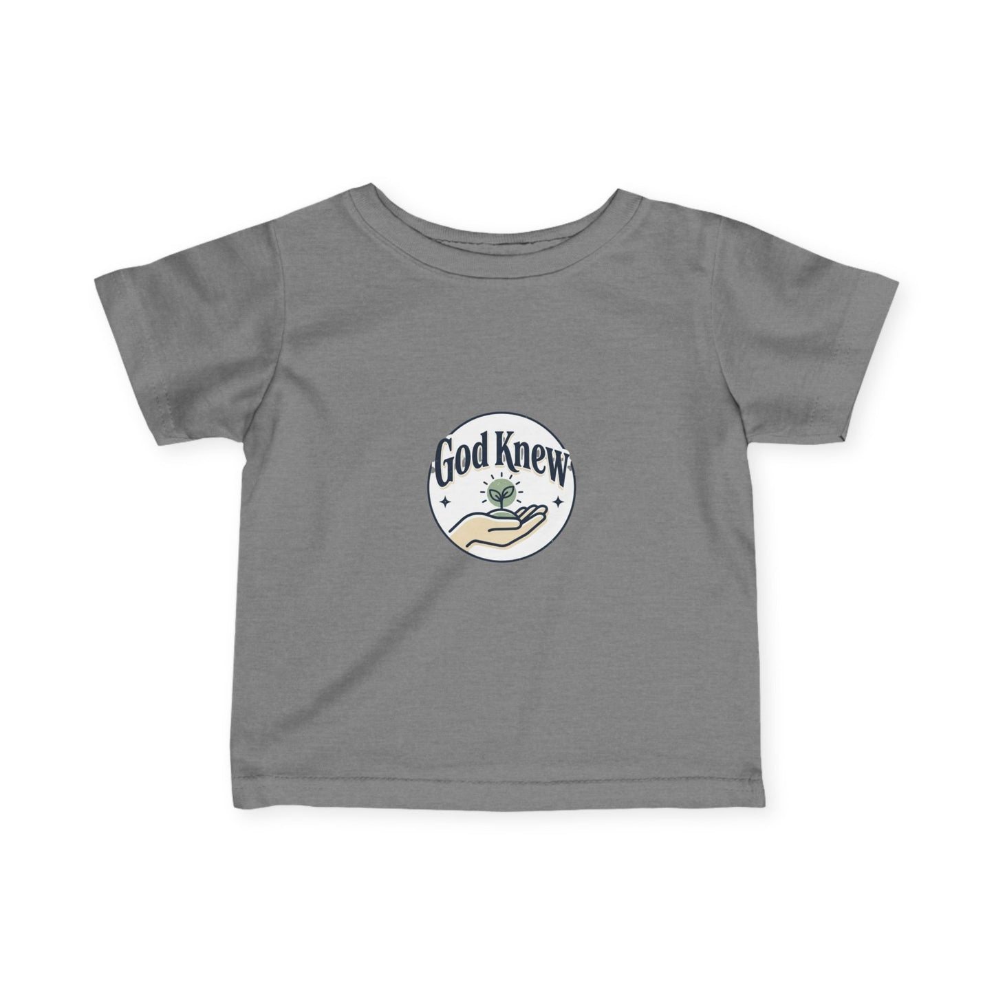 Infant Tee — "God Knew" Hand & Seedling Baby Shirt (Christian Newborn Gift)