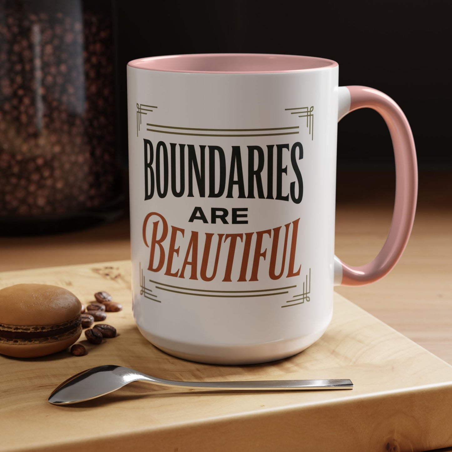 Boundaries Are Beautiful Accent Coffee Mug — Inspirational Self-Care Coffee Cup (11/15oz)