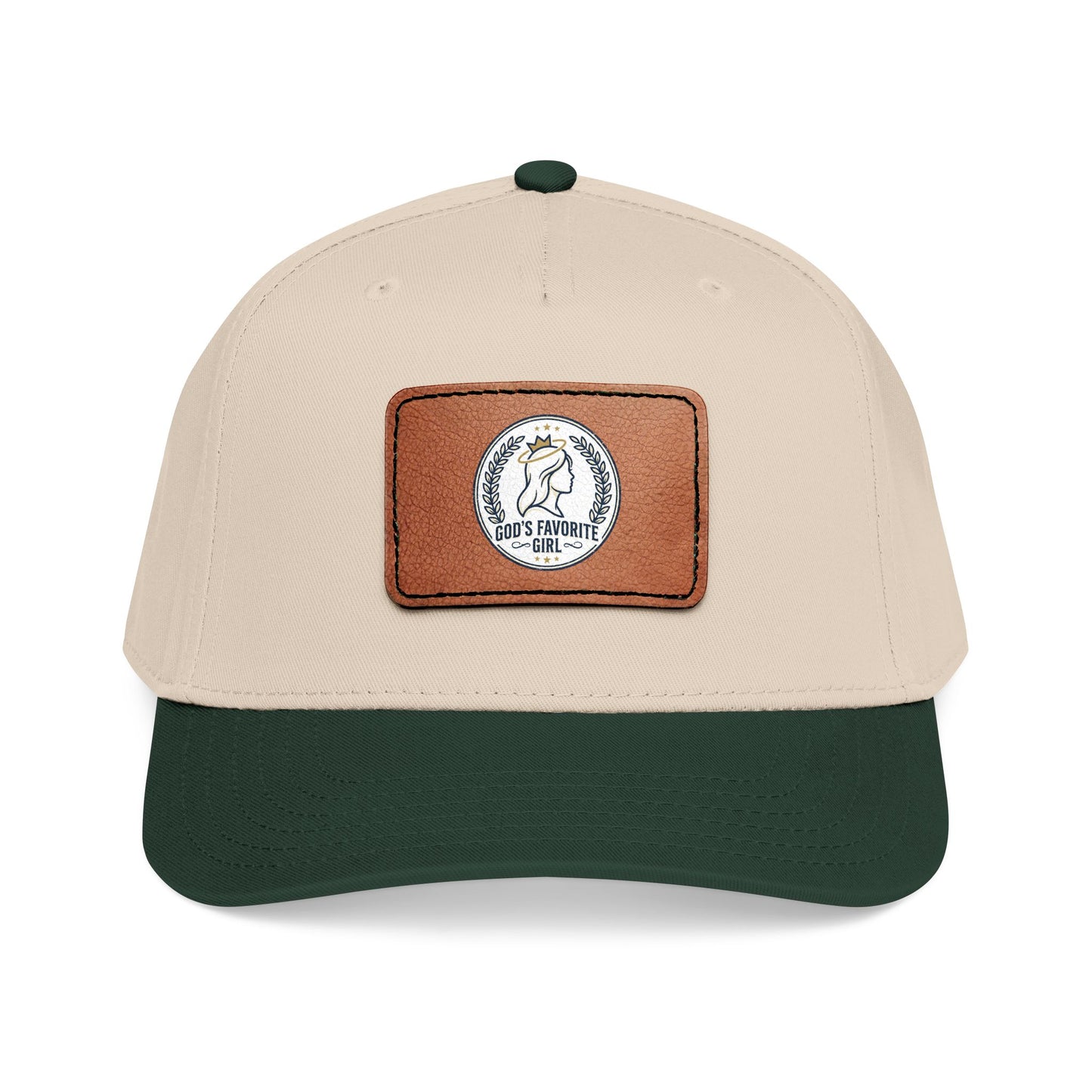 Leather Patch Baseball Cap — “God’s Favorite Girl” Vintage Logo