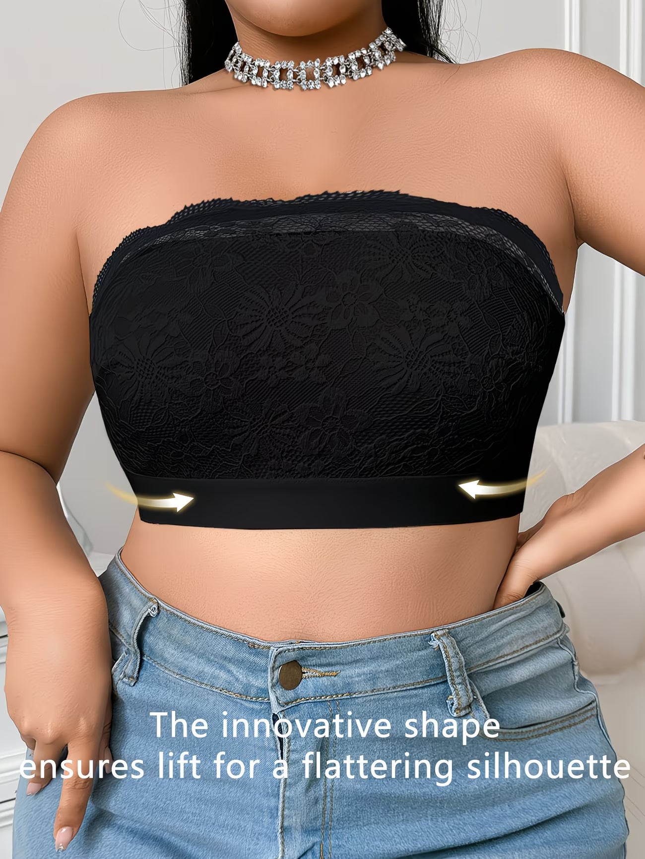 LaceEase™ Plus Size Wire-Free Bra | Lace Panel Comfort Bralette with Side Buckle