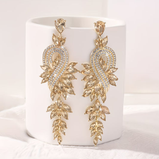 MuseNote™ Exaggerated Leaf Drop Earrings | Elegant Long Statement Earrings for Women