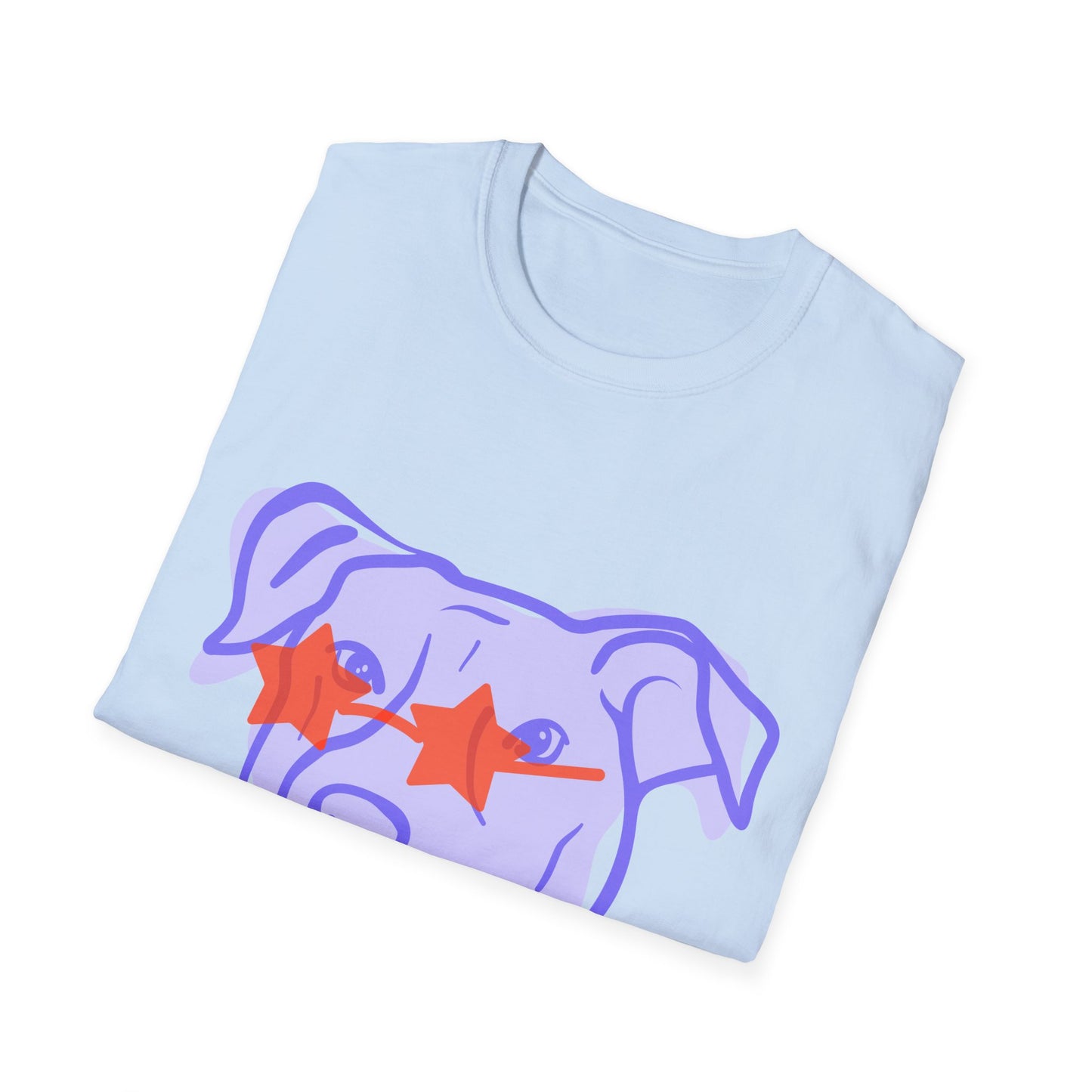 Dog Face T-Shirt — Playful Purple Pup with Star Sunglasses Graphic